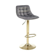 Scaun bar H120, gri/auriu, stofa catifelata/metal, 43x44x84/106 cm