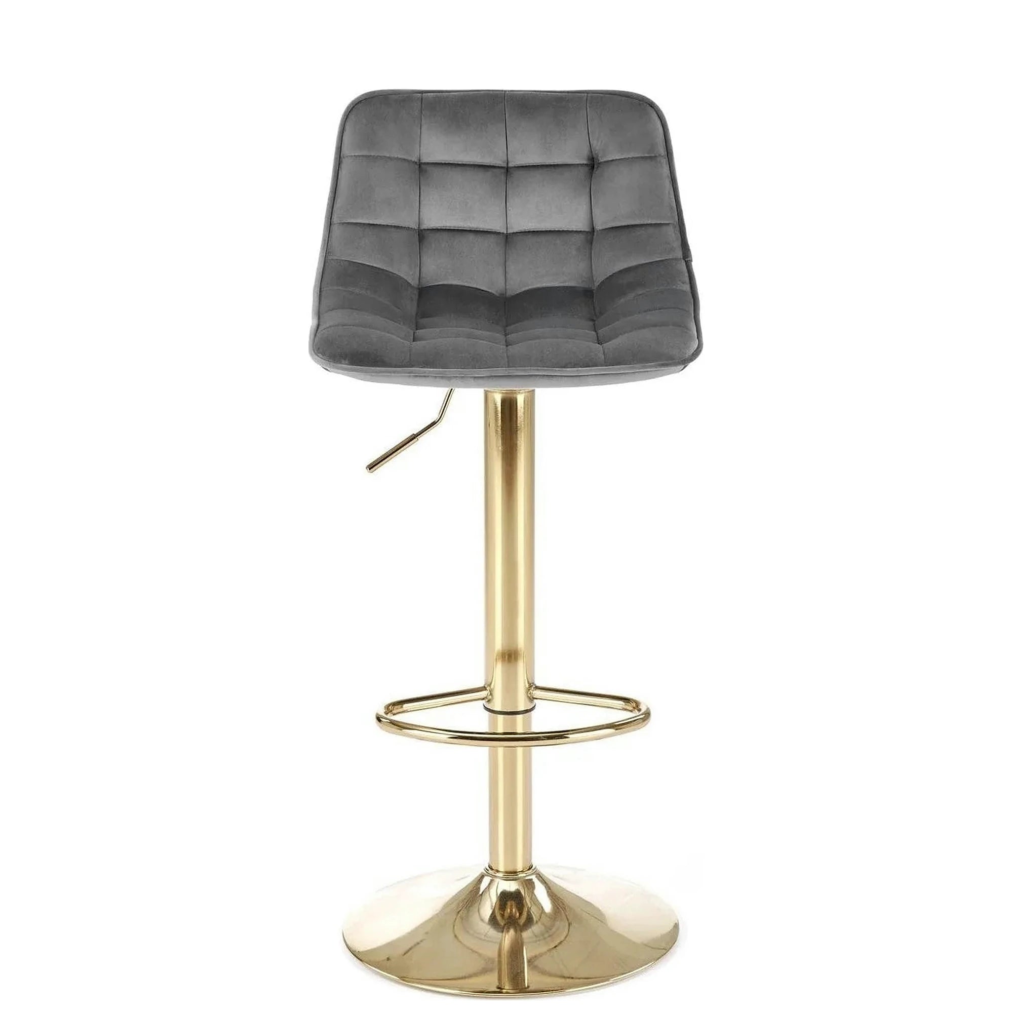 Scaun bar H120, gri/auriu, stofa catifelata/metal, 43x44x84/106 cm