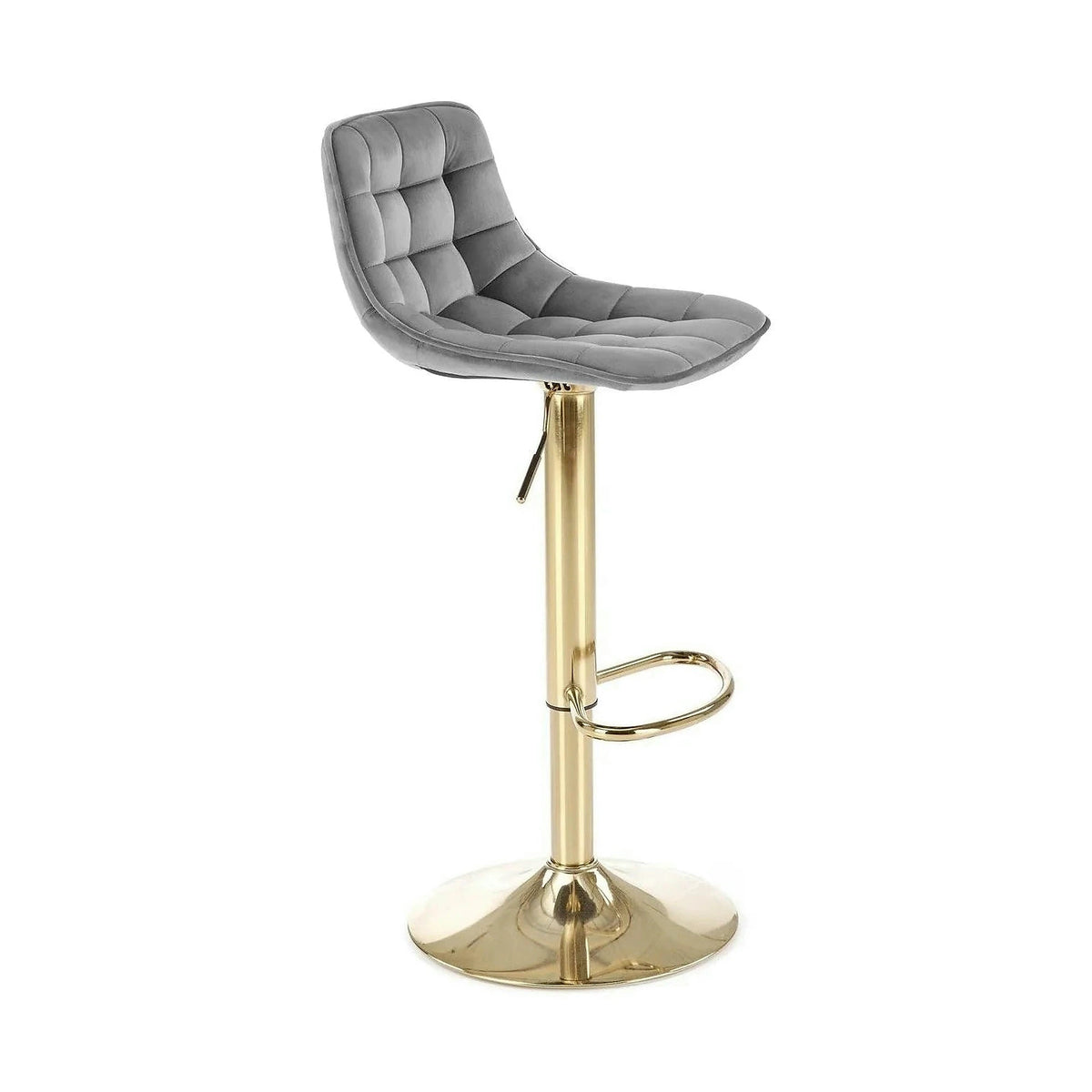 Scaun bar H120, gri/auriu, stofa catifelata/metal, 43x44x84/106 cm