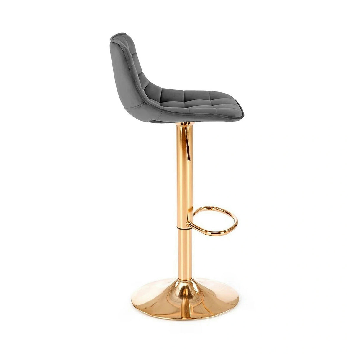 Scaun bar H120, gri/auriu, stofa catifelata/metal, 43x44x84/106 cm