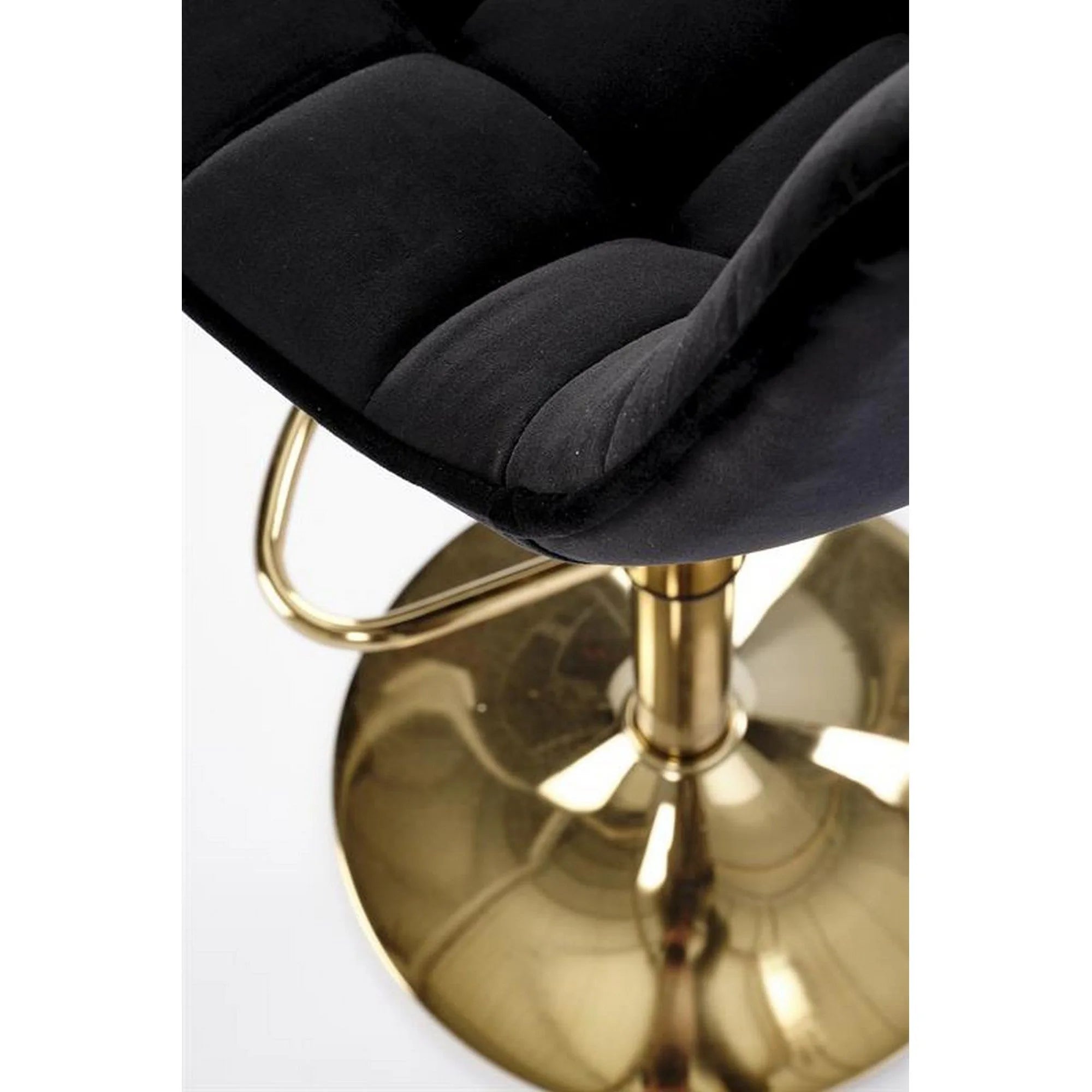Scaun bar H120, negru/auriu, stofa catifelata/otel, 43x44x84/106 cm