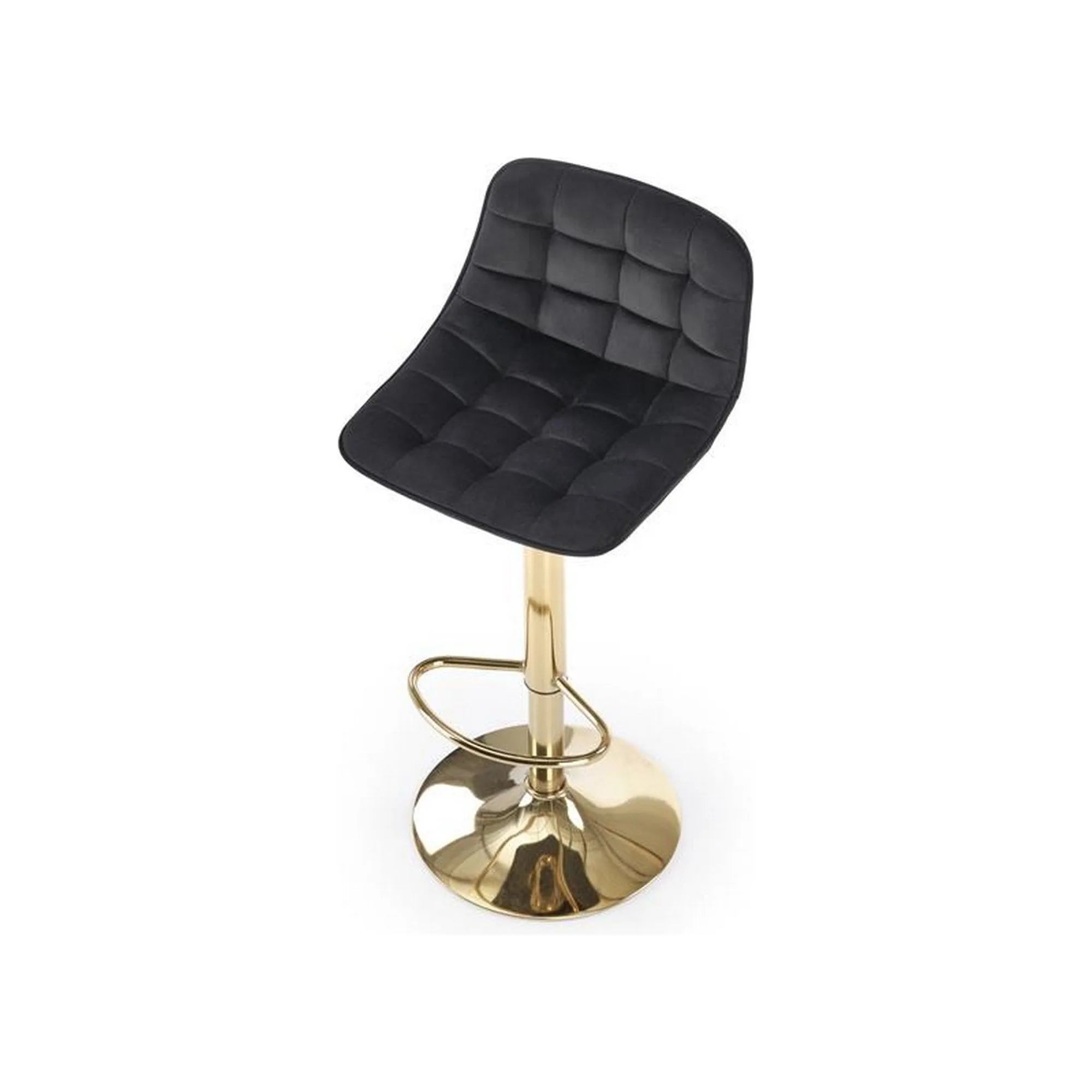 Scaun bar H120, negru/auriu, stofa catifelata/otel, 43x44x84/106 cm