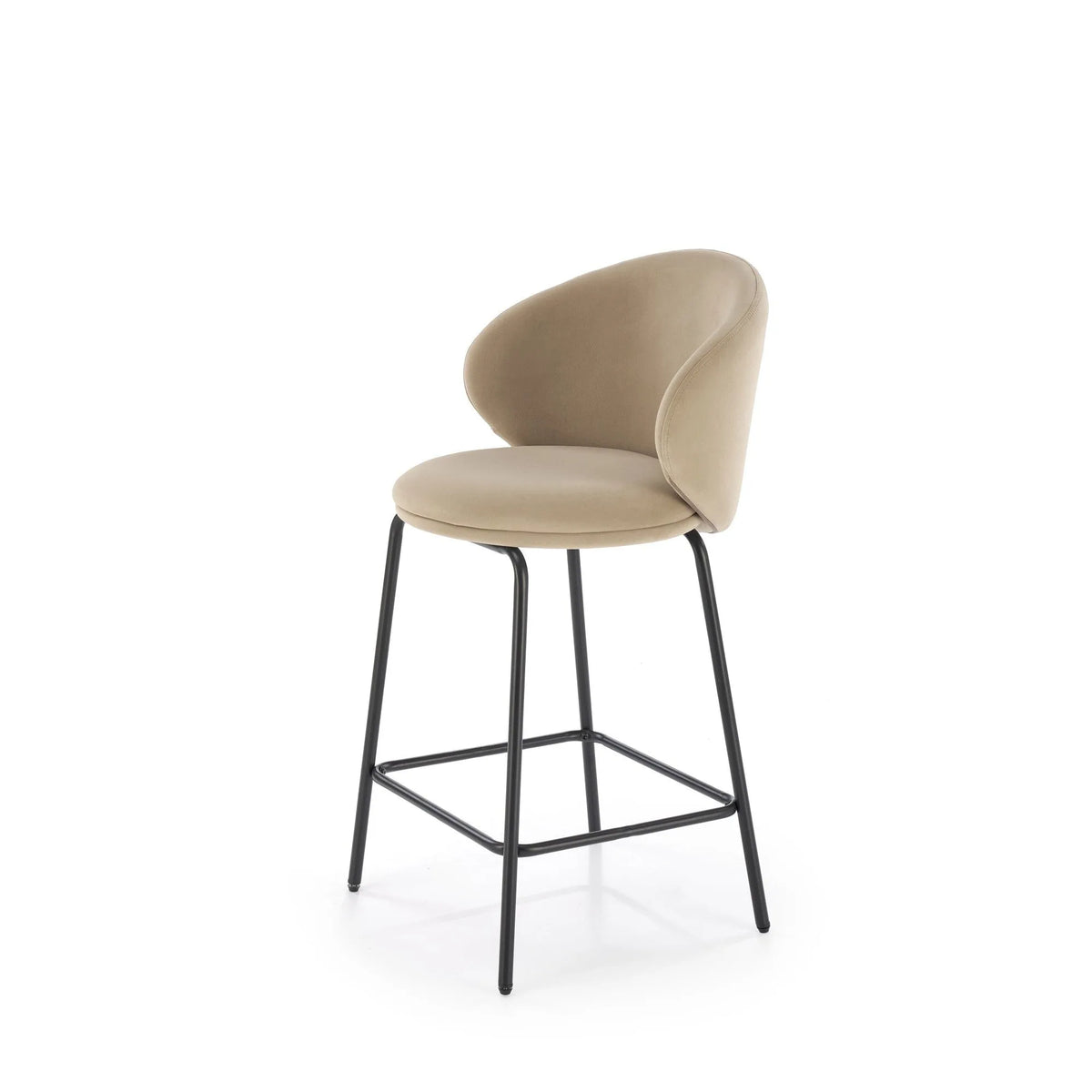 Scaun bar H121, bej - Mavel 38/negru, stofa catifelata/metal, 51x50x92 cm