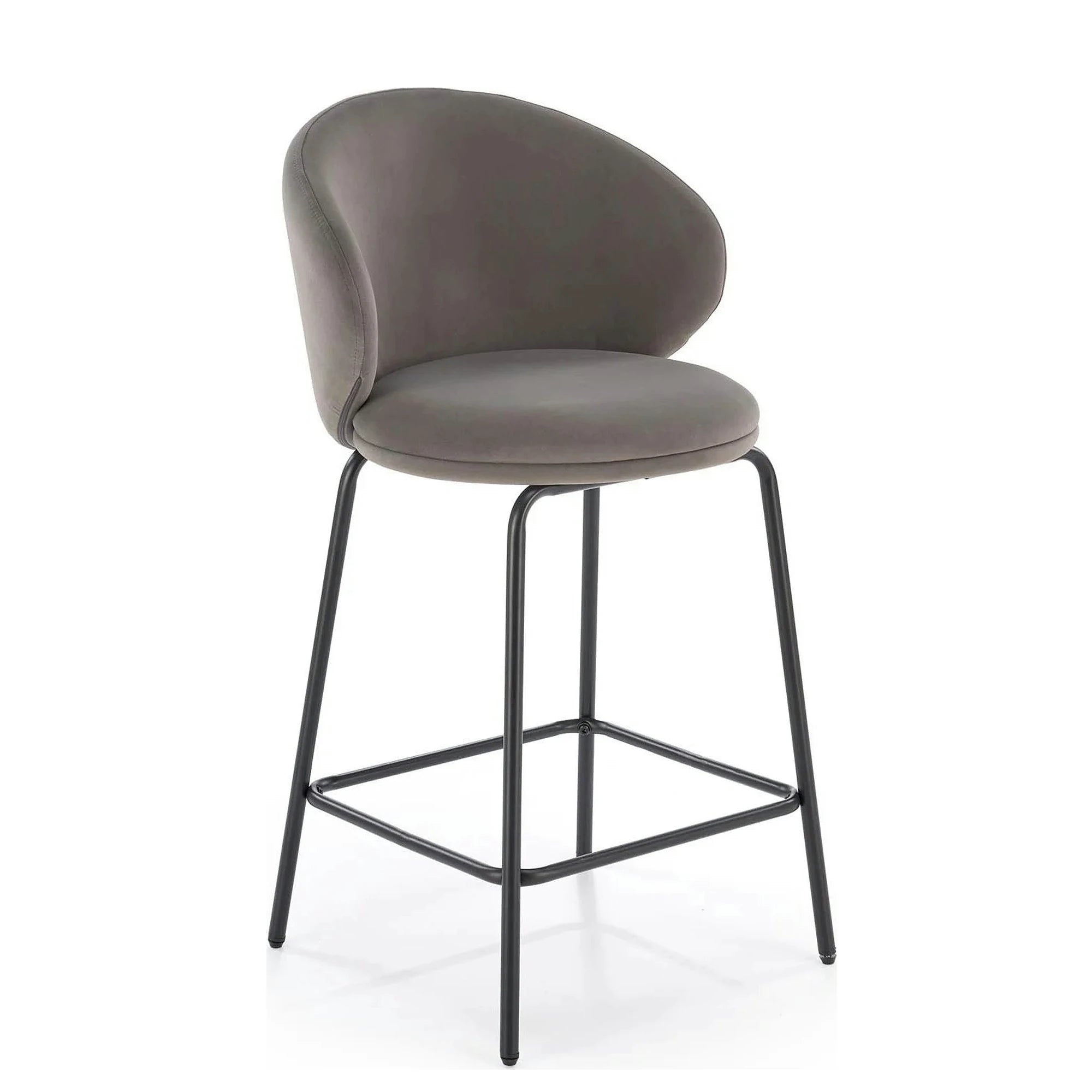 Scaun bar H121, gri - Mavel 14/negru, stofa catifelata/metal, 51x50x92 cm