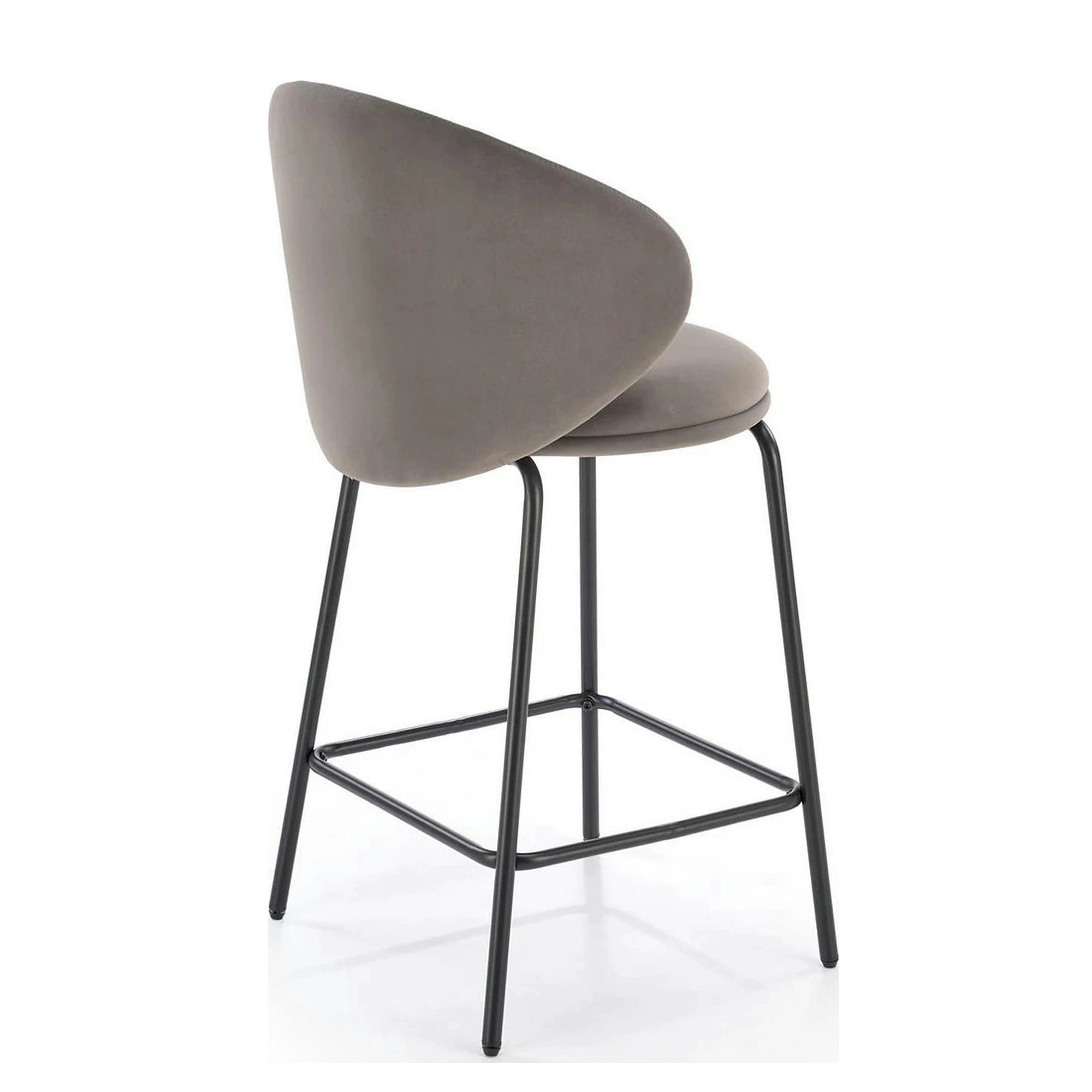 Scaun bar H121, gri - Mavel 14/negru, stofa catifelata/metal, 51x50x92 cm