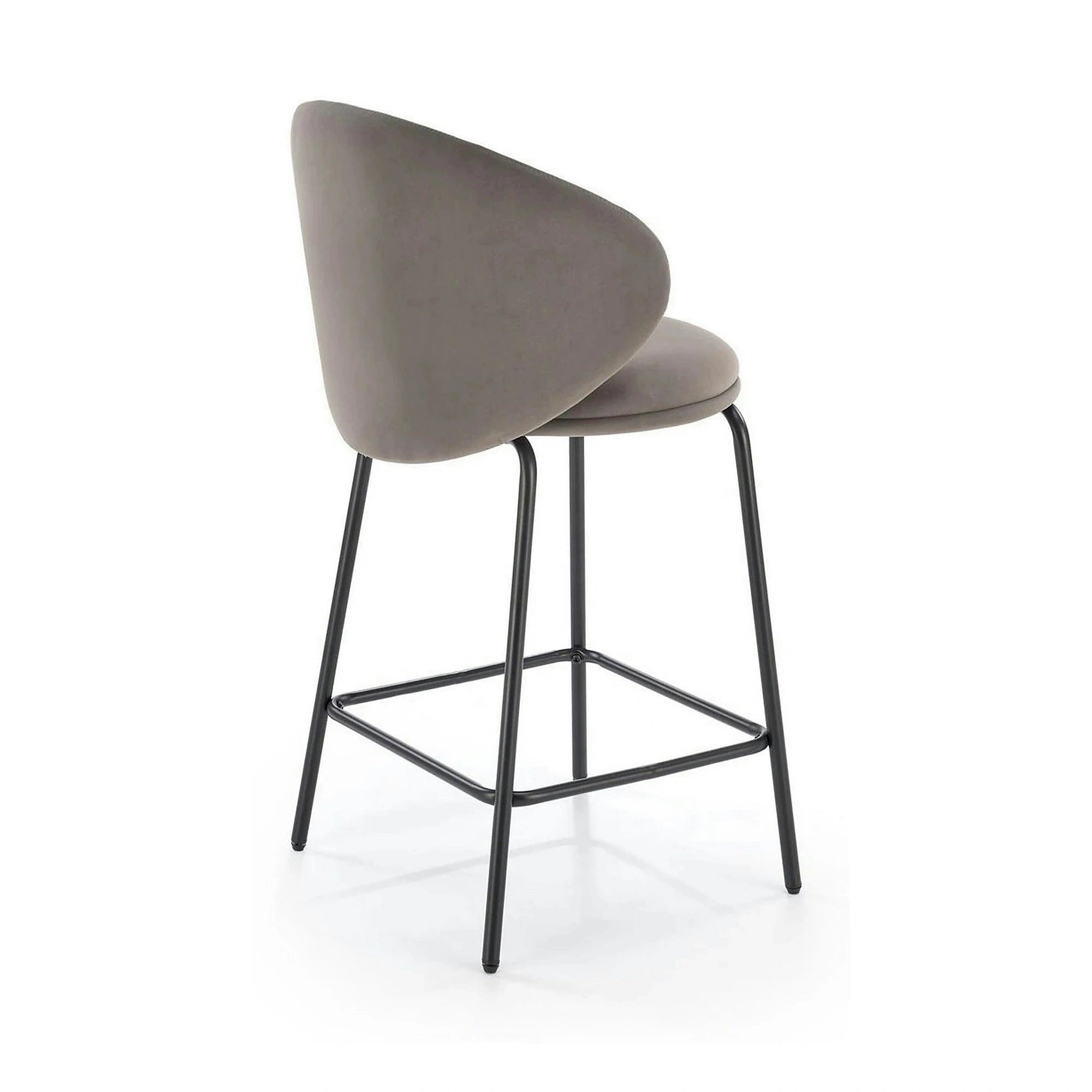 Scaun bar H121, gri - Mavel 14/negru, stofa catifelata/metal, 51x50x92 cm