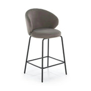 Scaun bar H121, gri - Mavel 14/negru, stofa catifelata/metal, 51x50x92 cm
