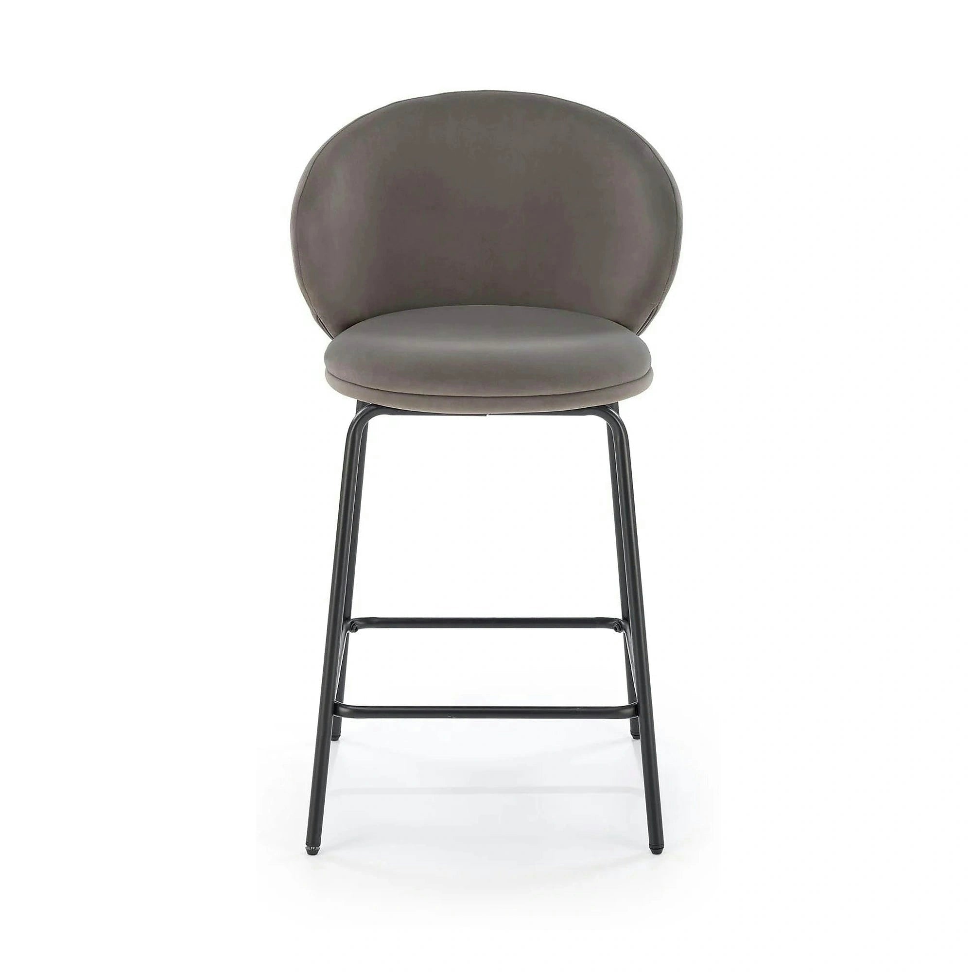 Scaun bar H121, gri - Mavel 14/negru, stofa catifelata/metal, 51x50x92 cm