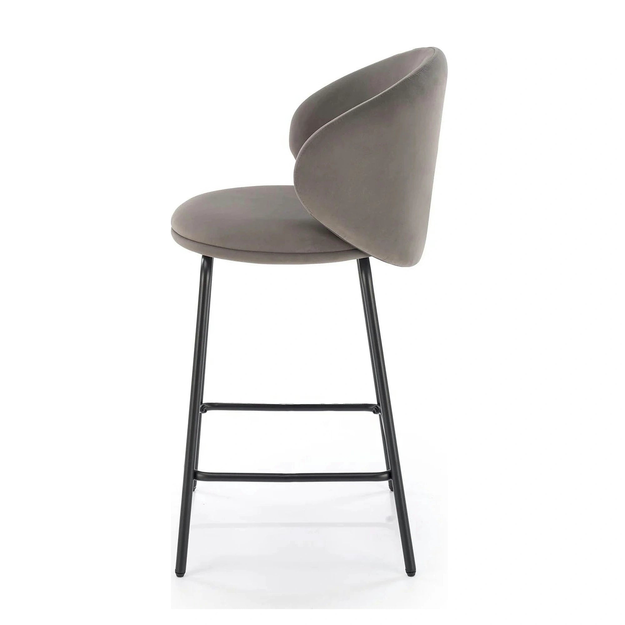 Scaun bar H121, gri - Mavel 14/negru, stofa catifelata/metal, 51x50x92 cm