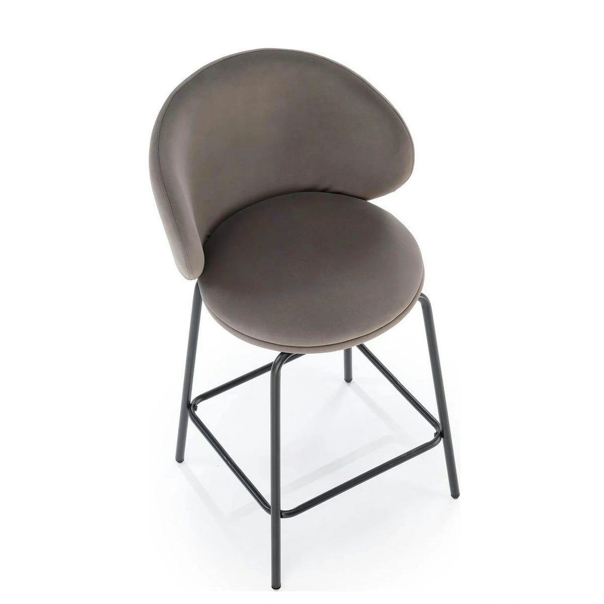 Scaun bar H121, gri - Mavel 14/negru, stofa catifelata/metal, 51x50x92 cm