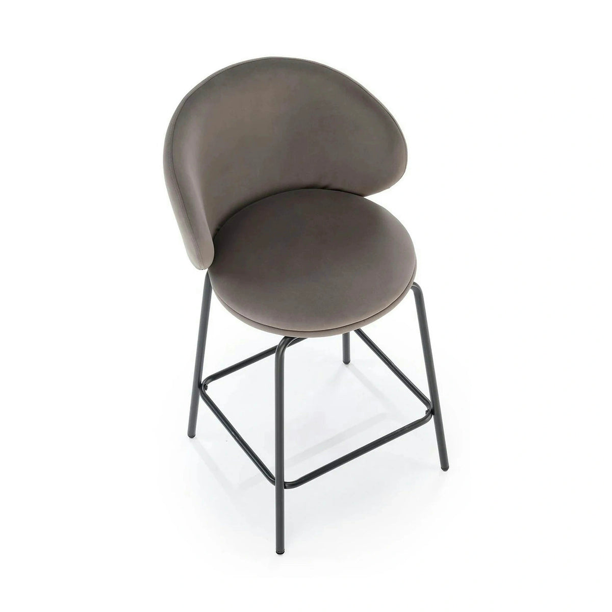 Scaun bar H121, gri - Mavel 14/negru, stofa catifelata/metal, 51x50x92 cm