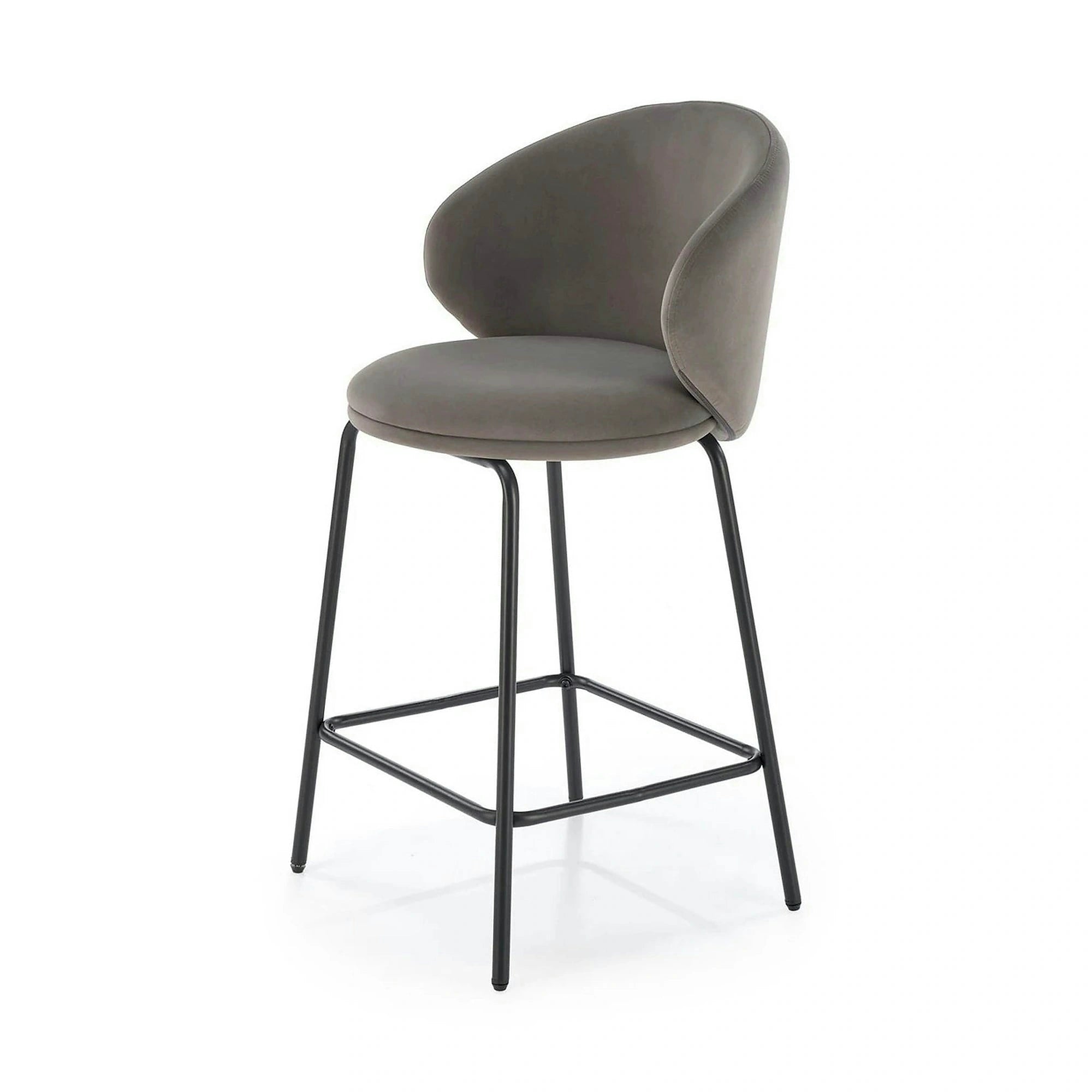Scaun bar H121, gri - Mavel 14/negru, stofa catifelata/metal, 51x50x92 cm