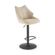Scaun bar H122, bej/negru, stofa clasica/metal, 50x54x96/118 cm