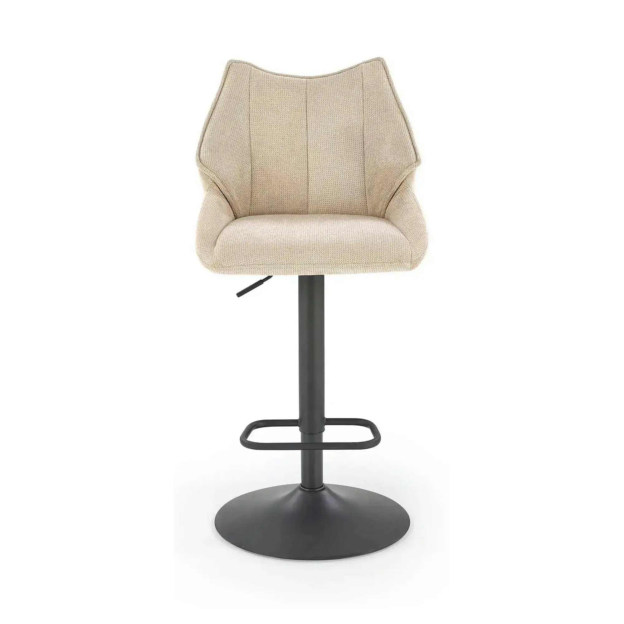 Scaun bar H122, bej/negru, stofa clasica/metal, 50x54x96/118 cm