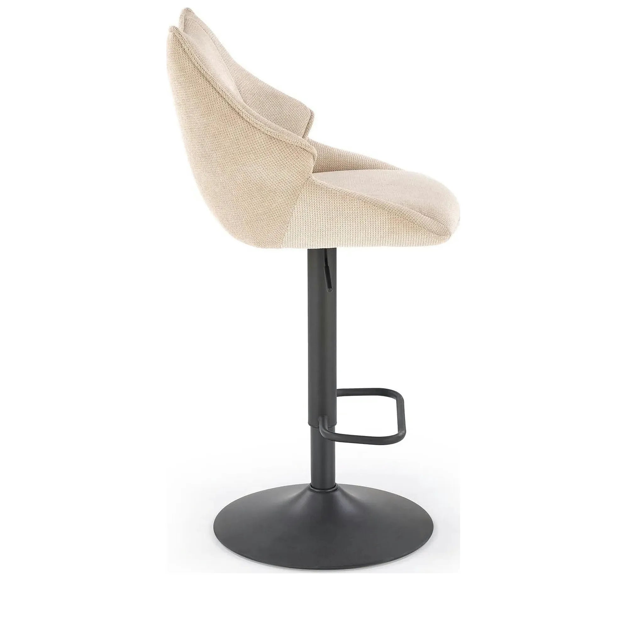 Scaun bar H122, bej/negru, stofa clasica/metal, 50x54x96/118 cm