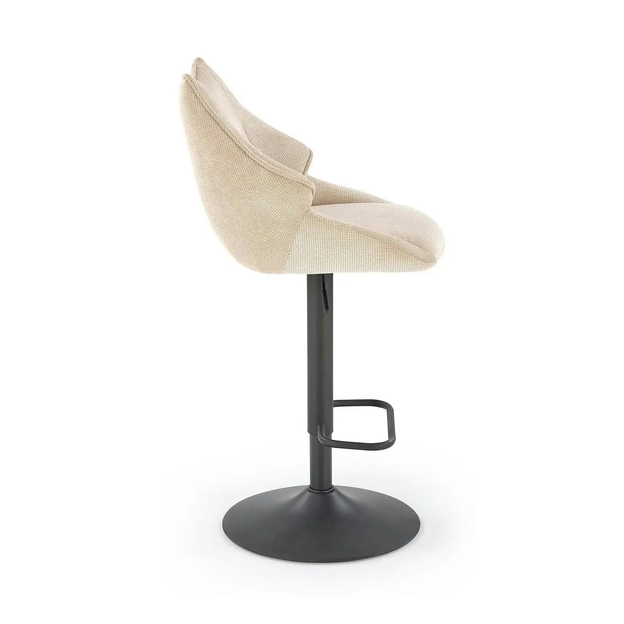Scaun bar H122, bej/negru, stofa clasica/metal, 50x54x96/118 cm