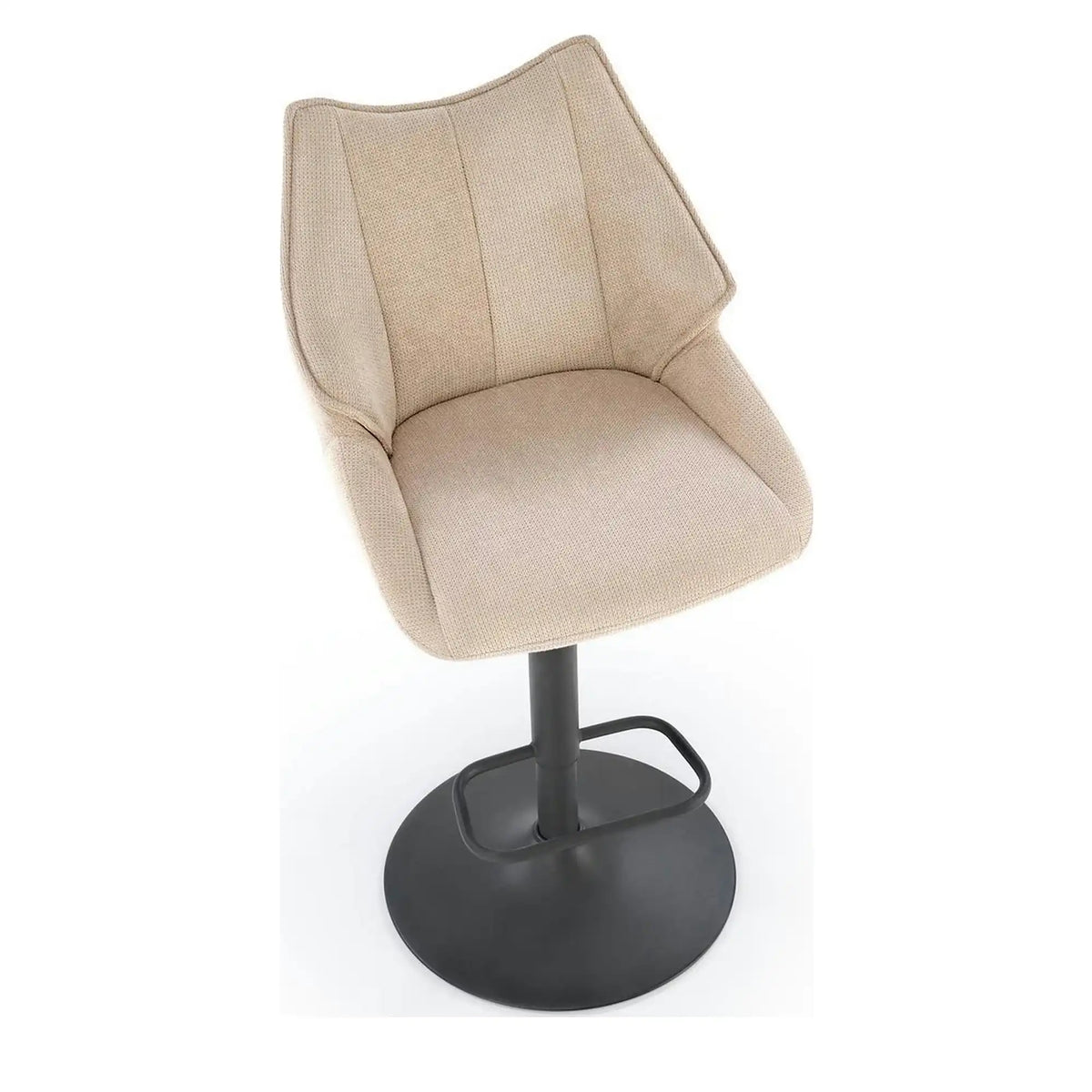 Scaun bar H122, bej/negru, stofa clasica/metal, 50x54x96/118 cm