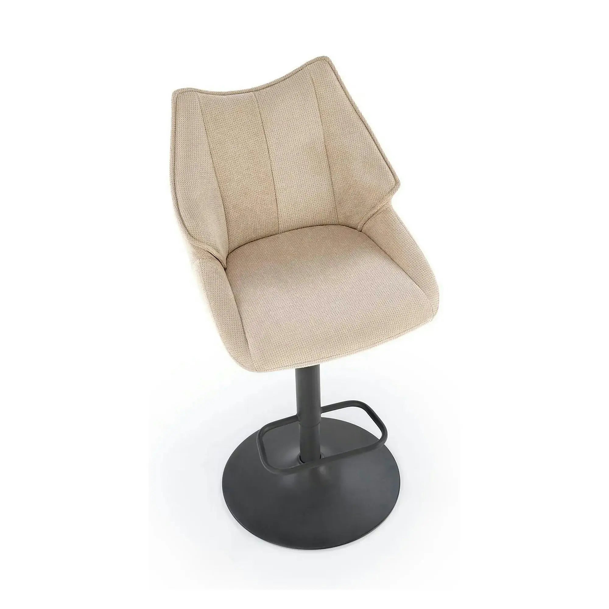 Scaun bar H122, bej/negru, stofa clasica/metal, 50x54x96/118 cm