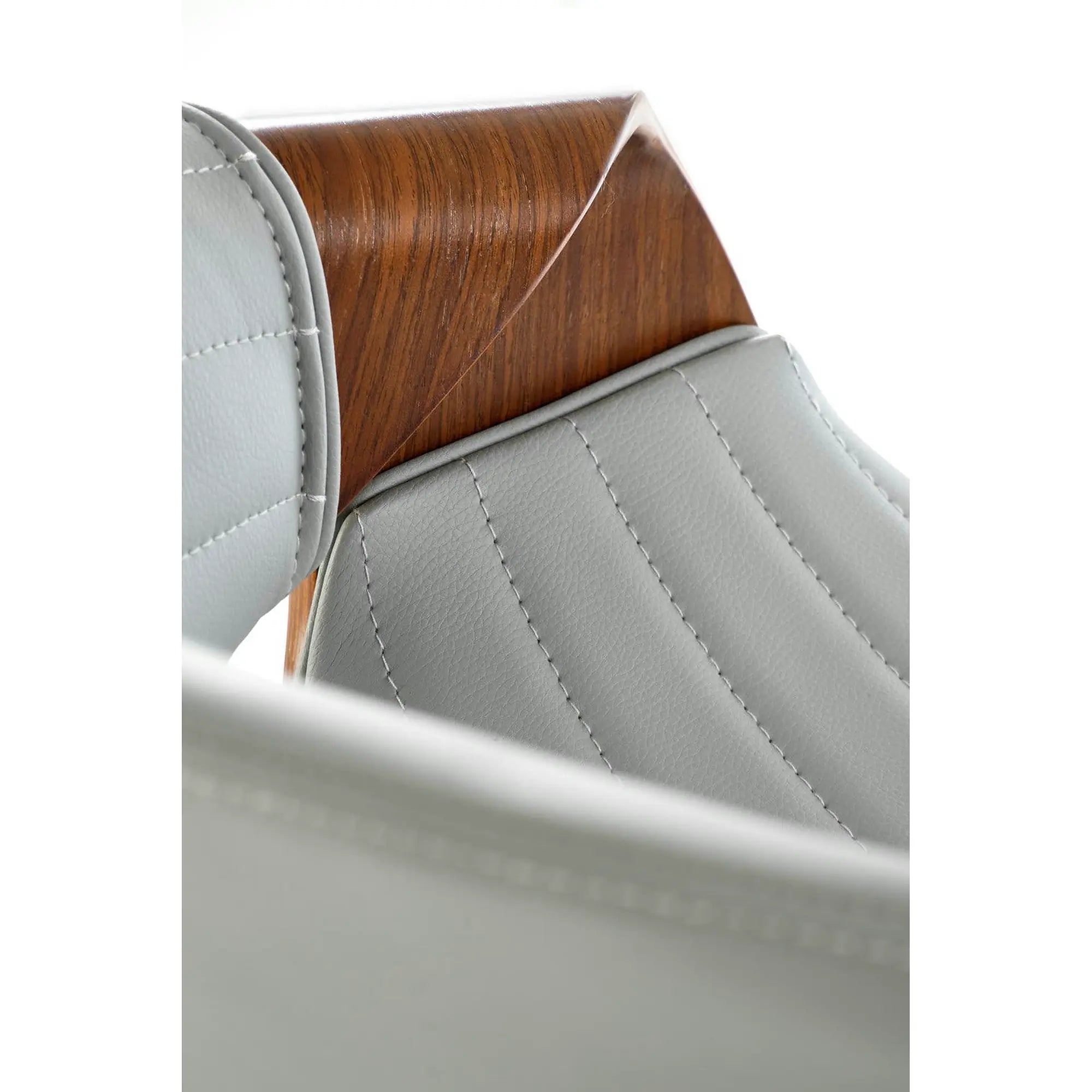 Scaun bar H123, gri/nuc, piele ecologica/placaj/metal, 55x51x91 cm