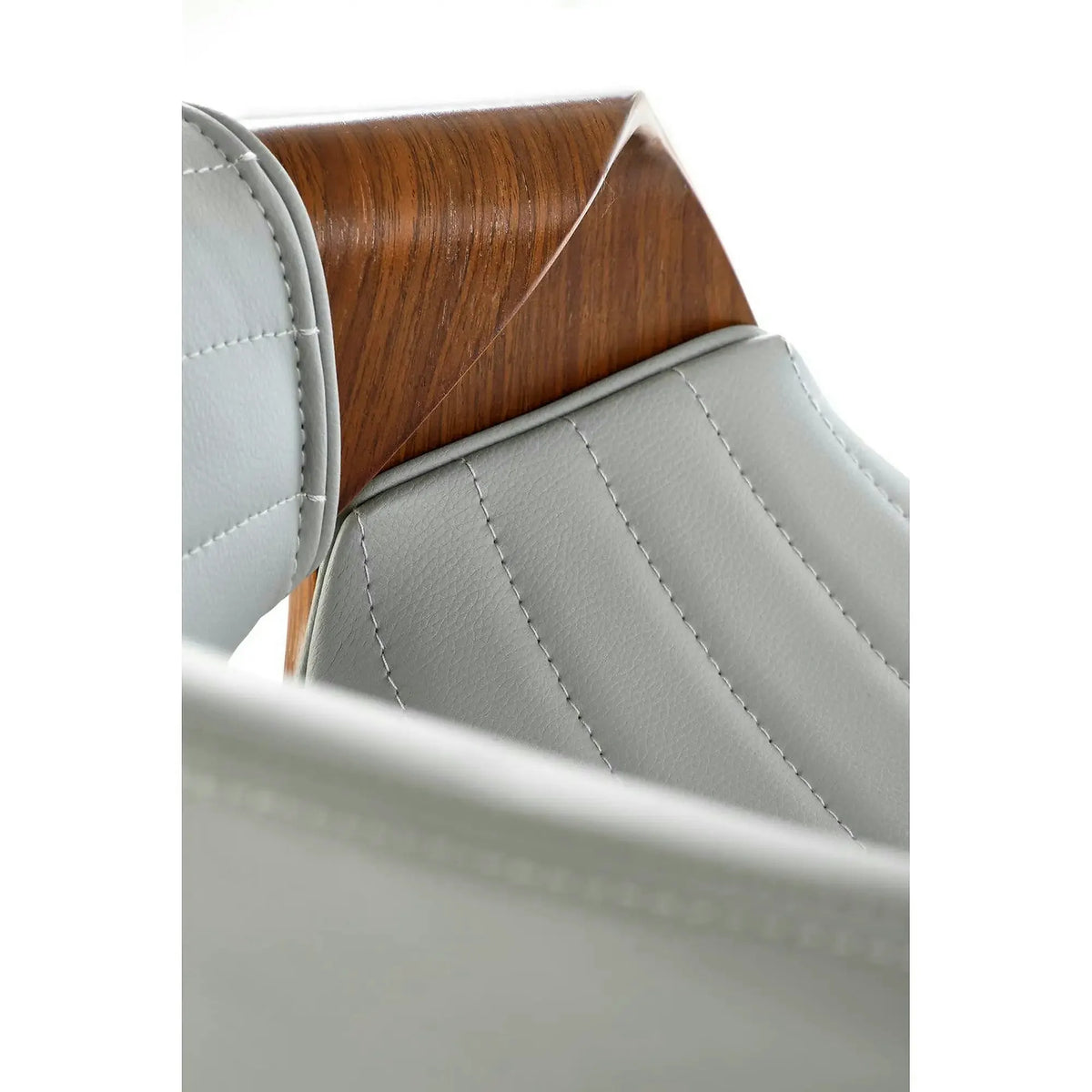 Scaun bar H123, gri/nuc, piele ecologica/placaj/metal, 55x51x91 cm