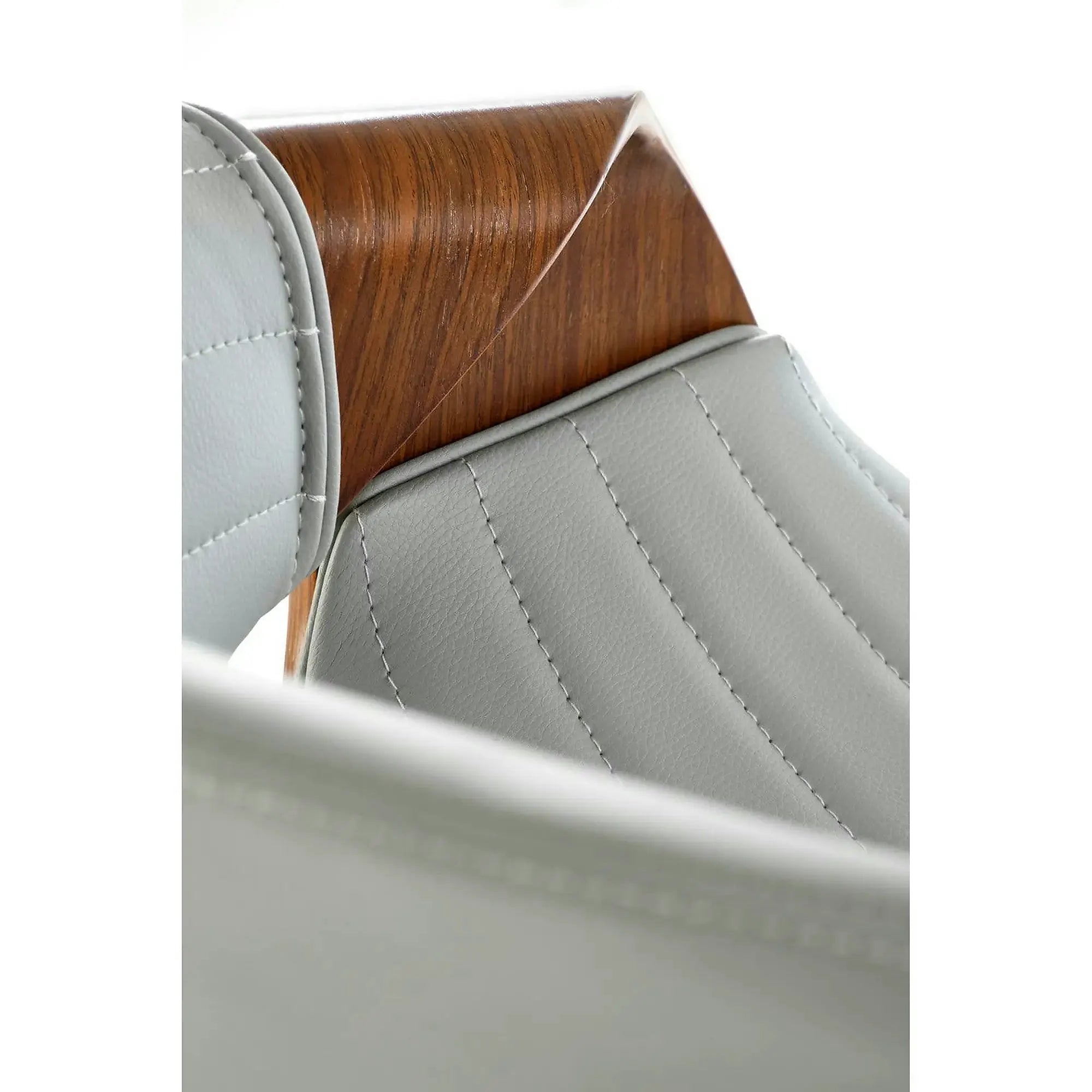 Scaun bar H123, gri/nuc, piele ecologica/placaj/metal, 55x51x91 cm
