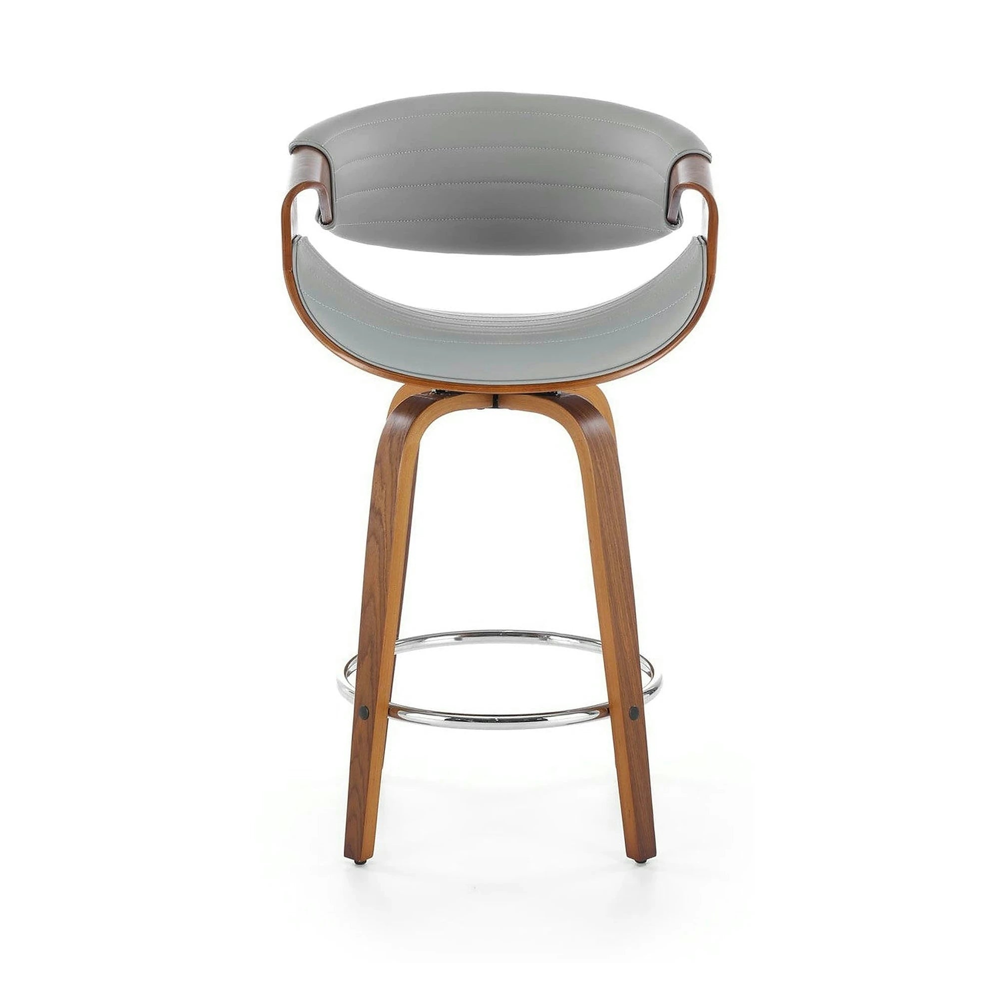 Scaun bar H123, gri/nuc, piele ecologica/placaj/metal, 55x51x91 cm