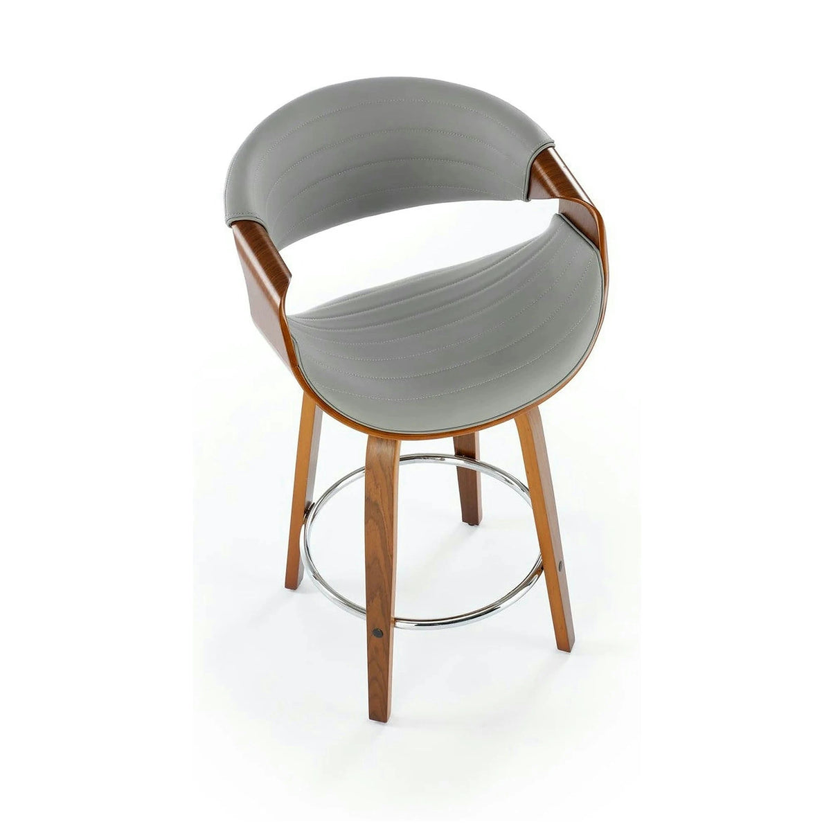 Scaun bar H123, gri/nuc, piele ecologica/placaj/metal, 55x51x91 cm