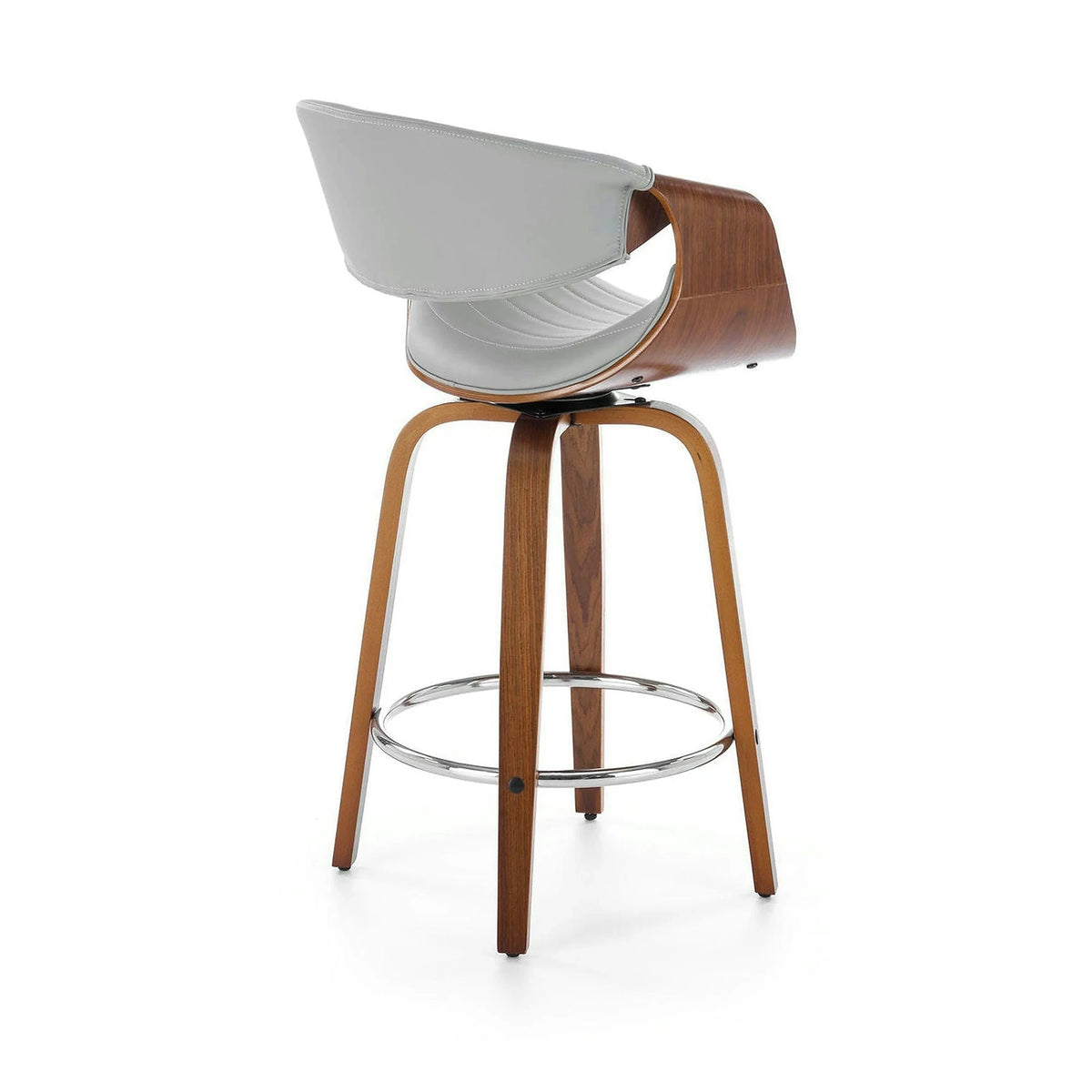 Scaun bar H123, gri/nuc, piele ecologica/placaj/metal, 55x51x91 cm