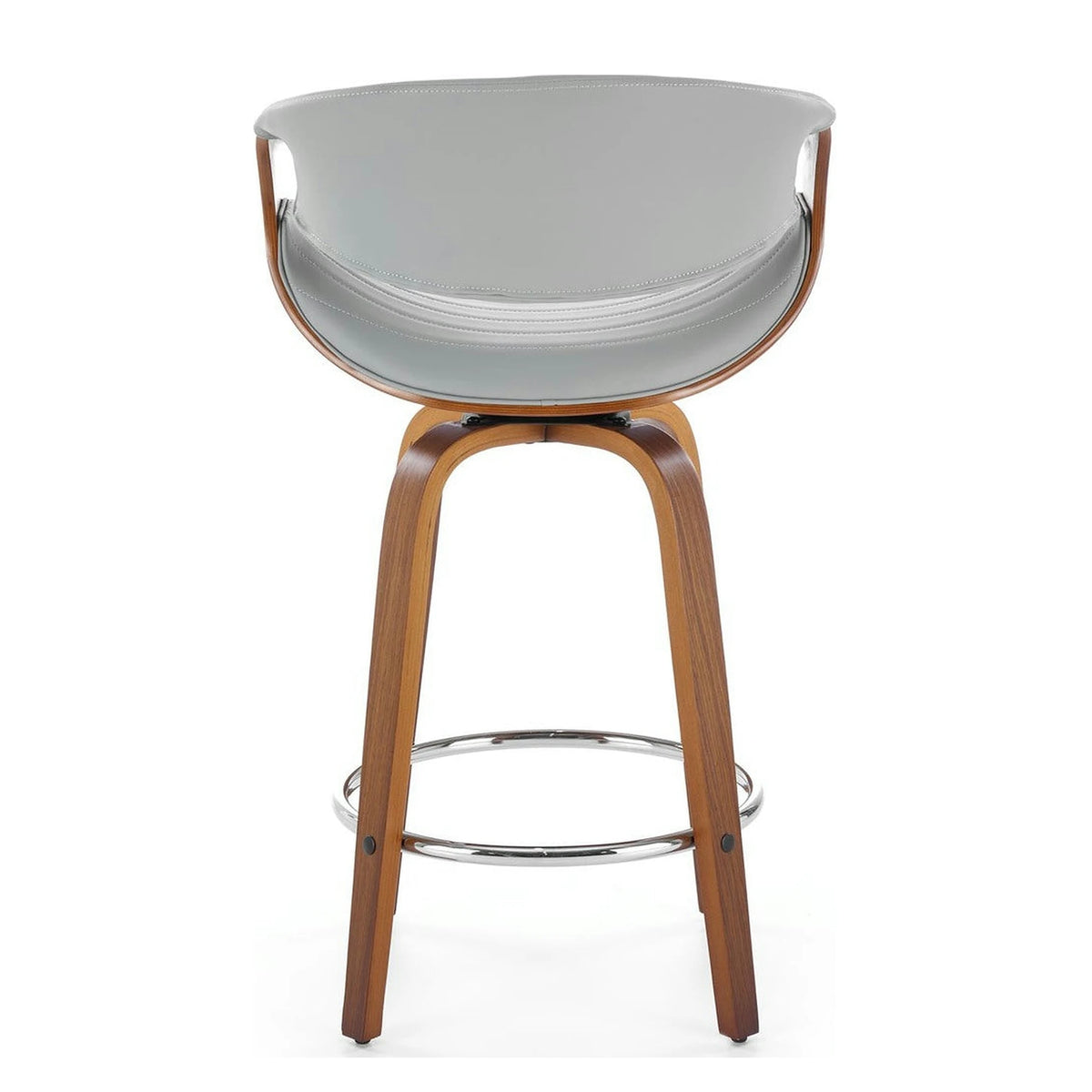 Scaun bar H123, gri/nuc, piele ecologica/placaj/metal, 55x51x91 cm