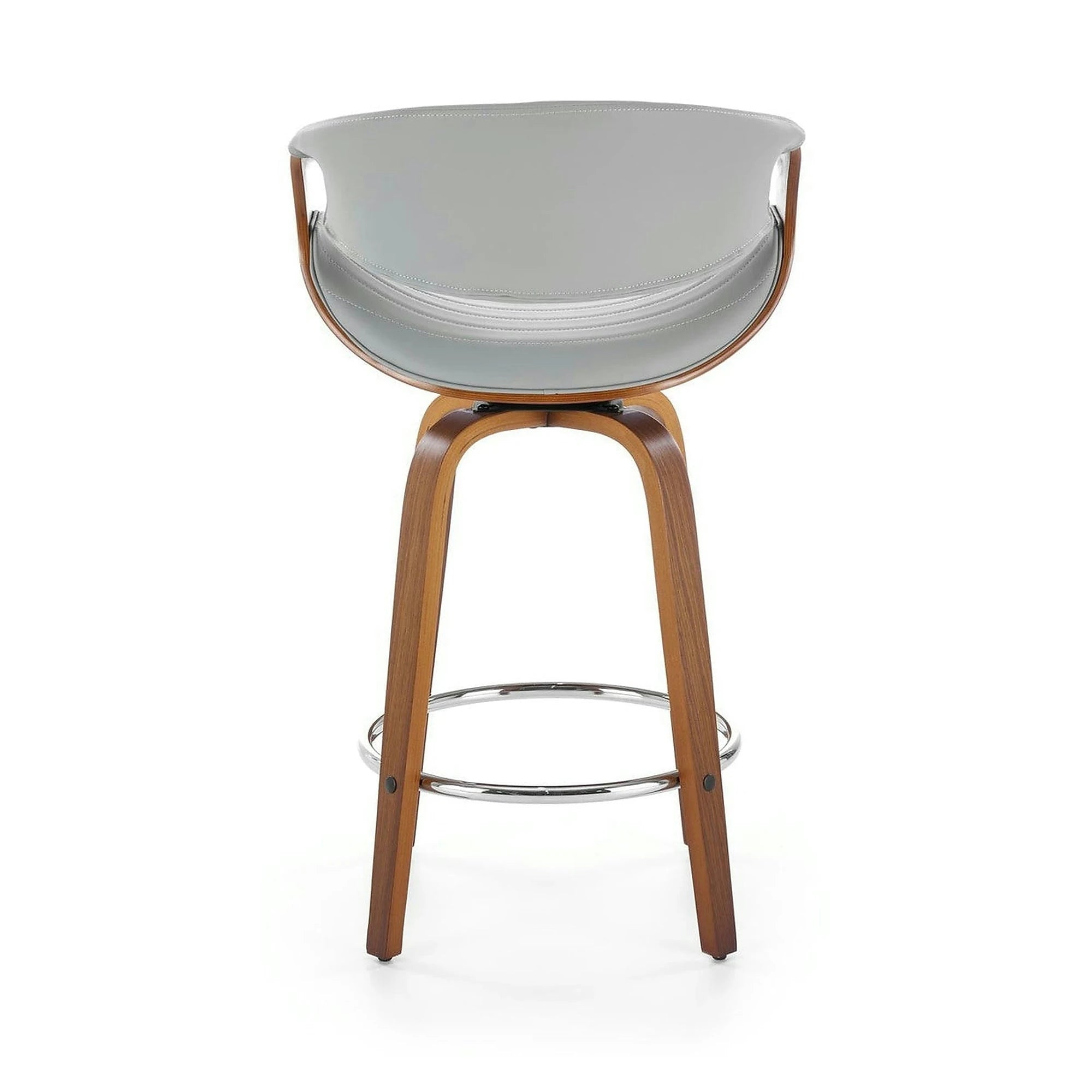 Scaun bar H123, gri/nuc, piele ecologica/placaj/metal, 55x51x91 cm
