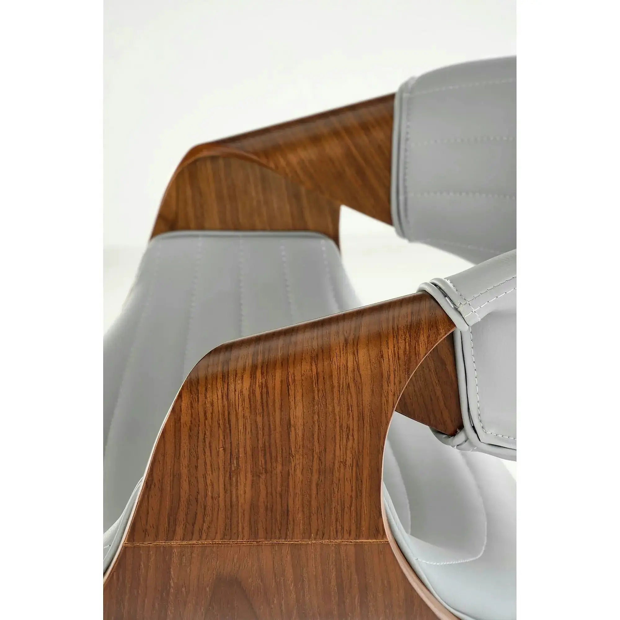 Scaun bar H123, gri/nuc, piele ecologica/placaj/metal, 55x51x91 cm