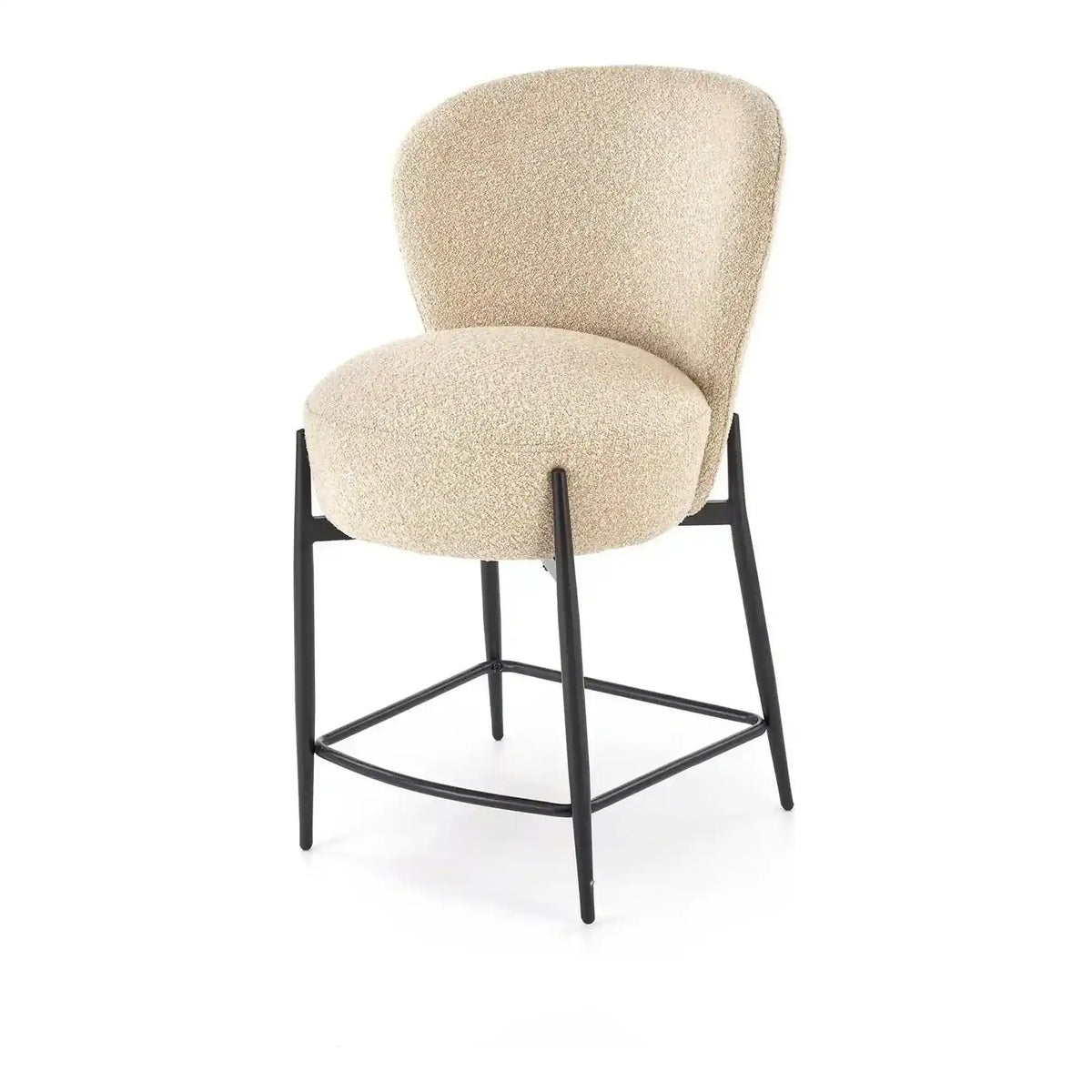 Scaun bar H126, bej/negru, stofa/metal, 57x61x95 cm