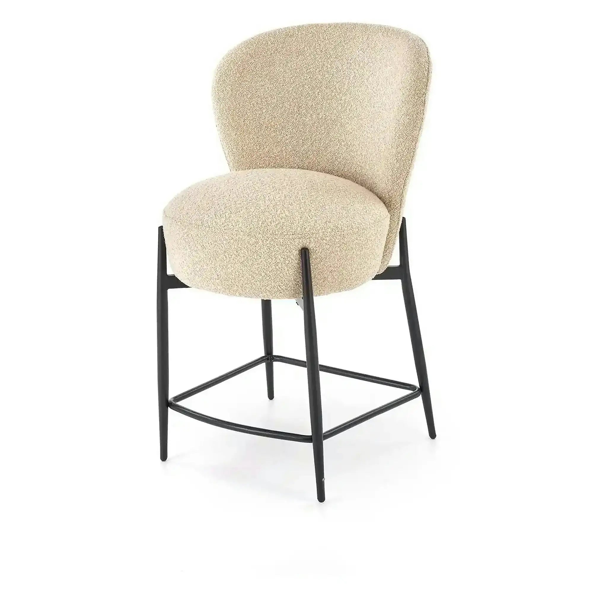 Scaun bar H126, bej/negru, stofa/metal, 57x61x95 cm