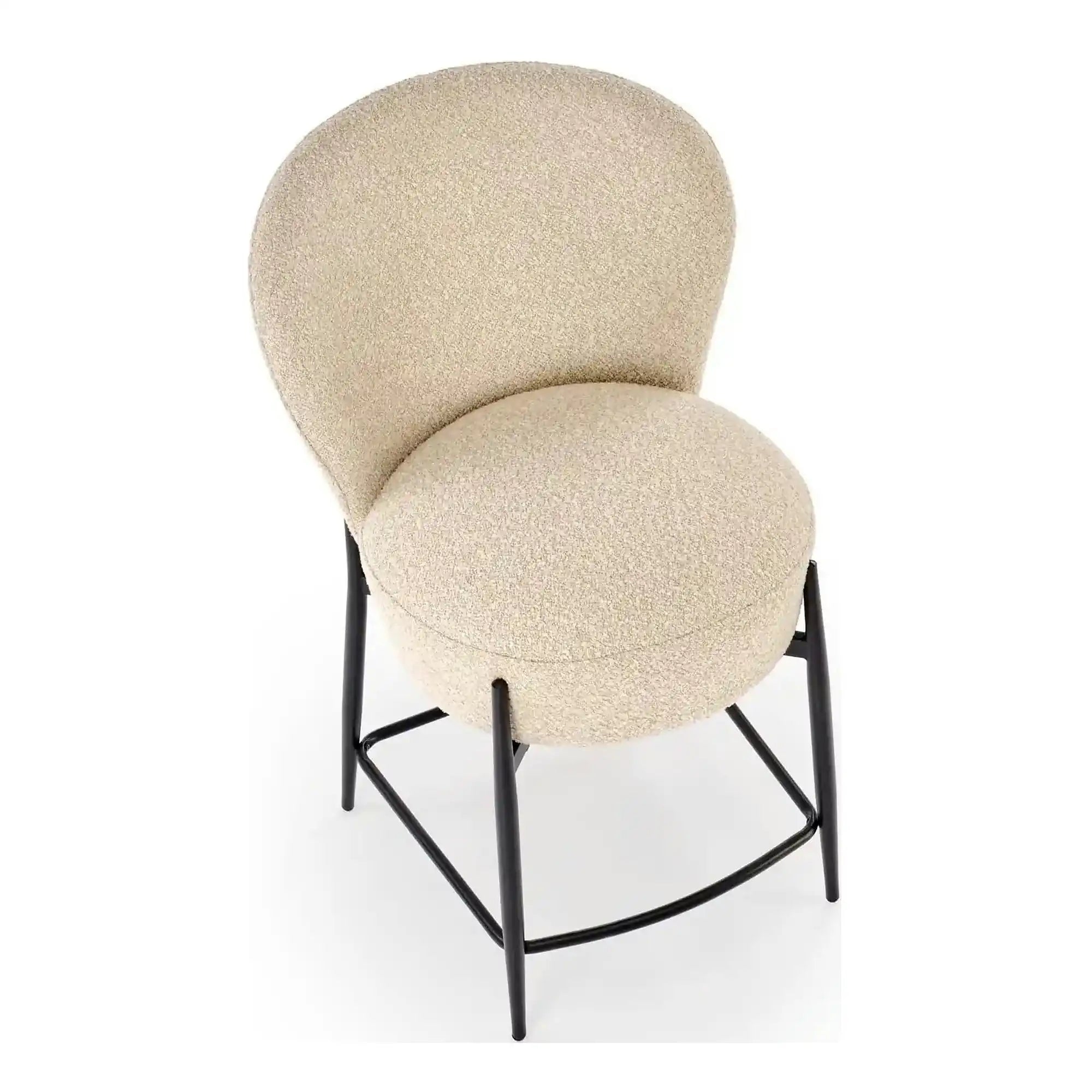 Scaun bar H126, bej/negru, stofa/metal, 57x61x95 cm