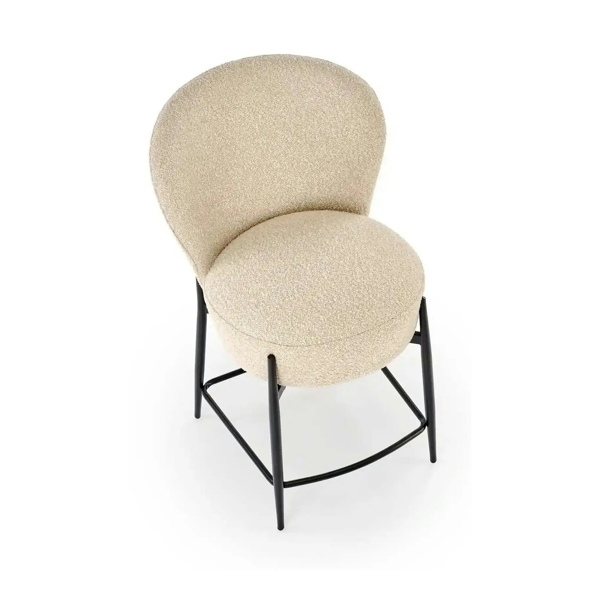 Scaun bar H126, bej/negru, stofa/metal, 57x61x95 cm