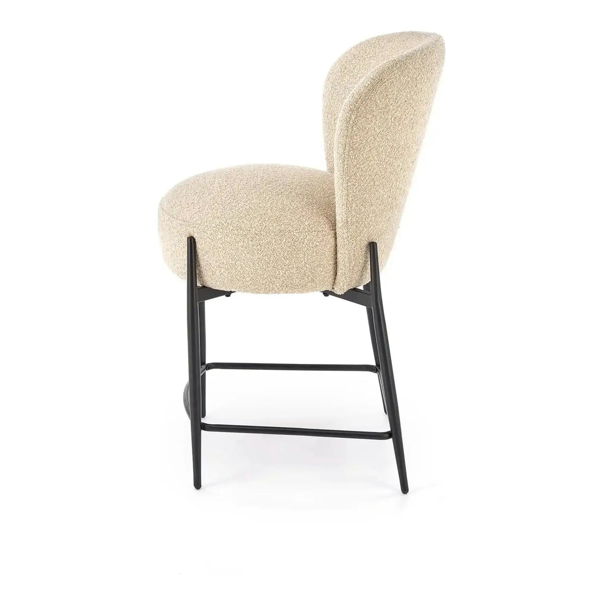 Scaun bar H126, bej/negru, stofa/metal, 57x61x95 cm