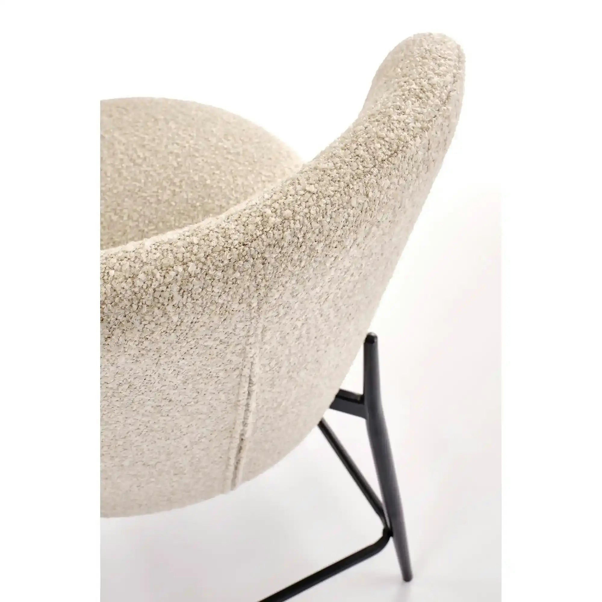 Scaun bar H126, bej/negru, stofa/metal, 57x61x95 cm