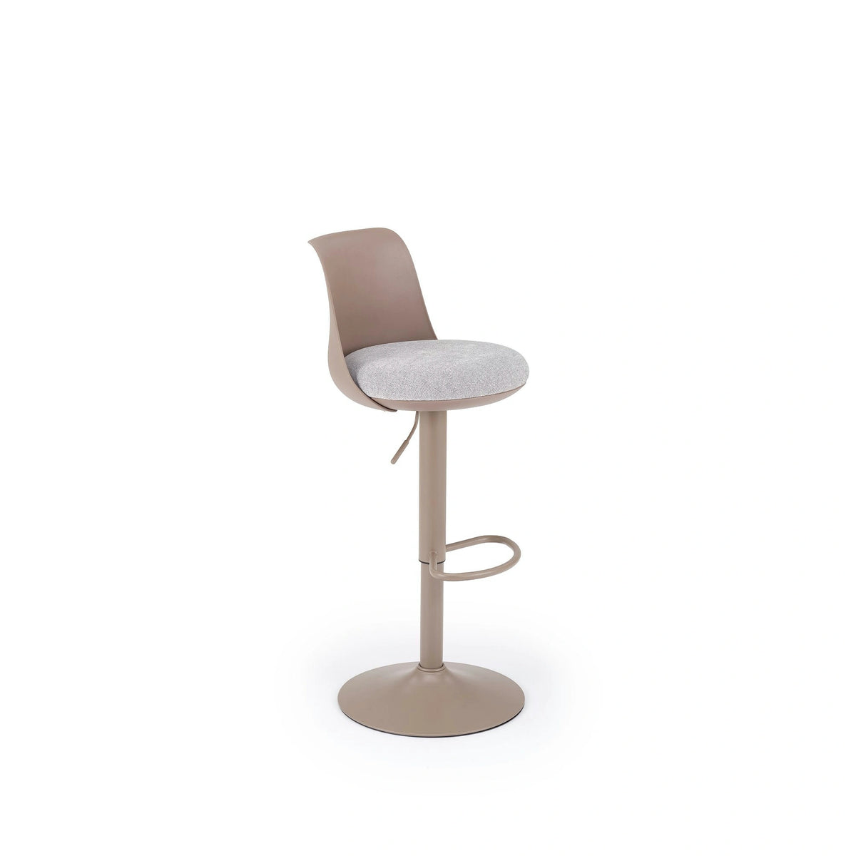Scaun bar H127, cappuccino/gri, stofa clasica/polipropilena/metal, 40x46x88/108 cm