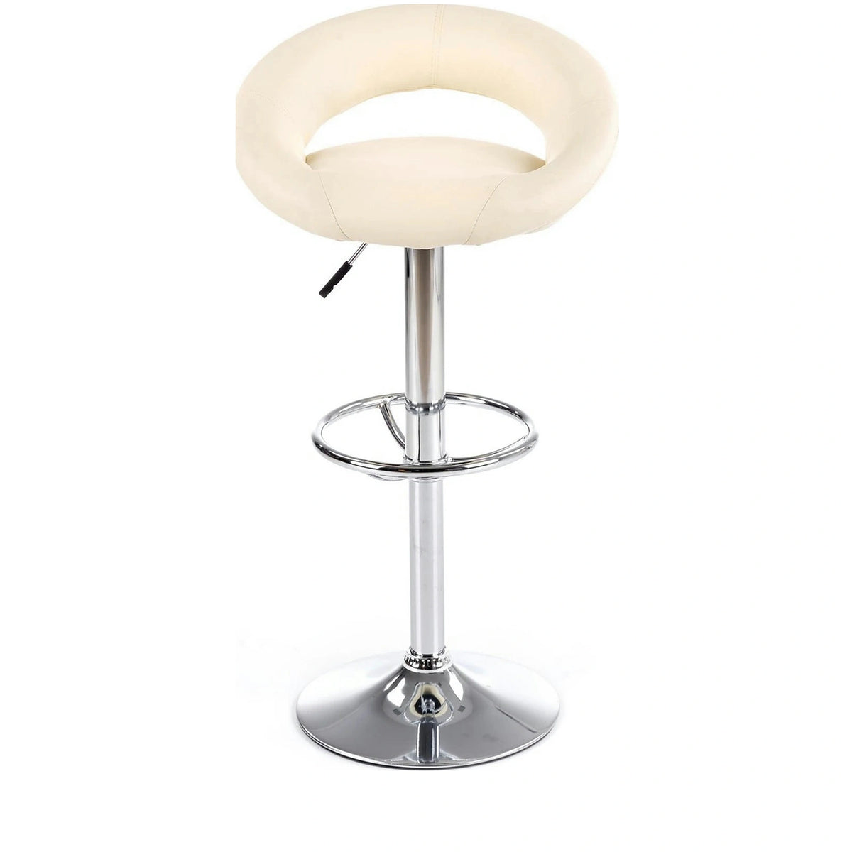 Scaun bar H15, crem/crom, piele ecologica/metal, 54x46x80/102 cm
