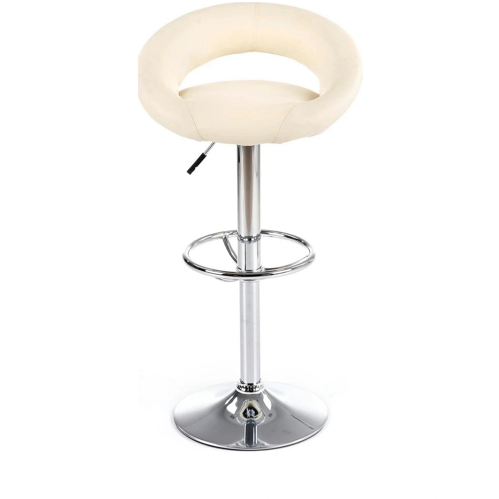 Scaun bar H15, crem/crom, piele ecologica/metal, 54x46x80/102 cm