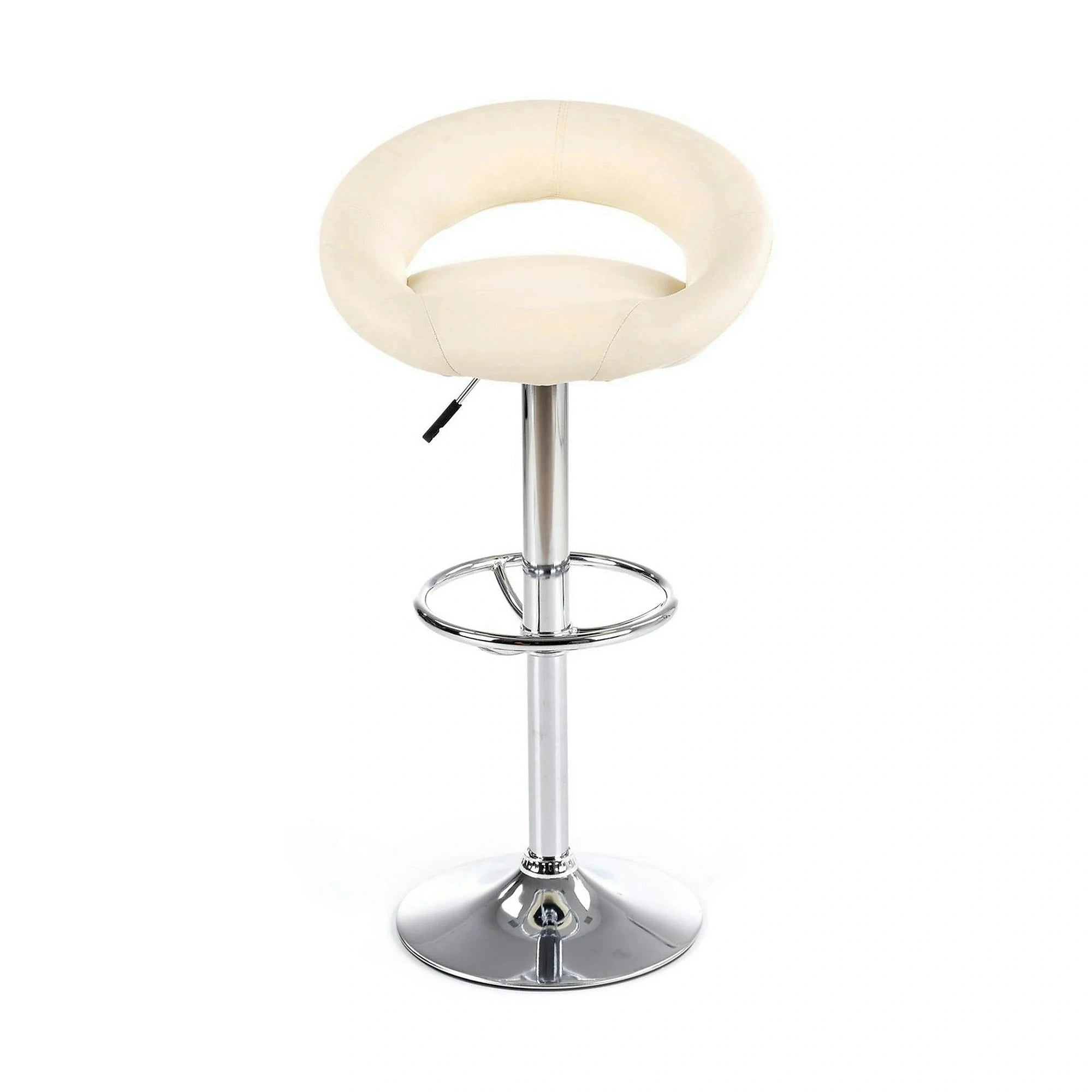 Scaun bar H15, crem/crom, piele ecologica/metal, 54x46x80/102 cm