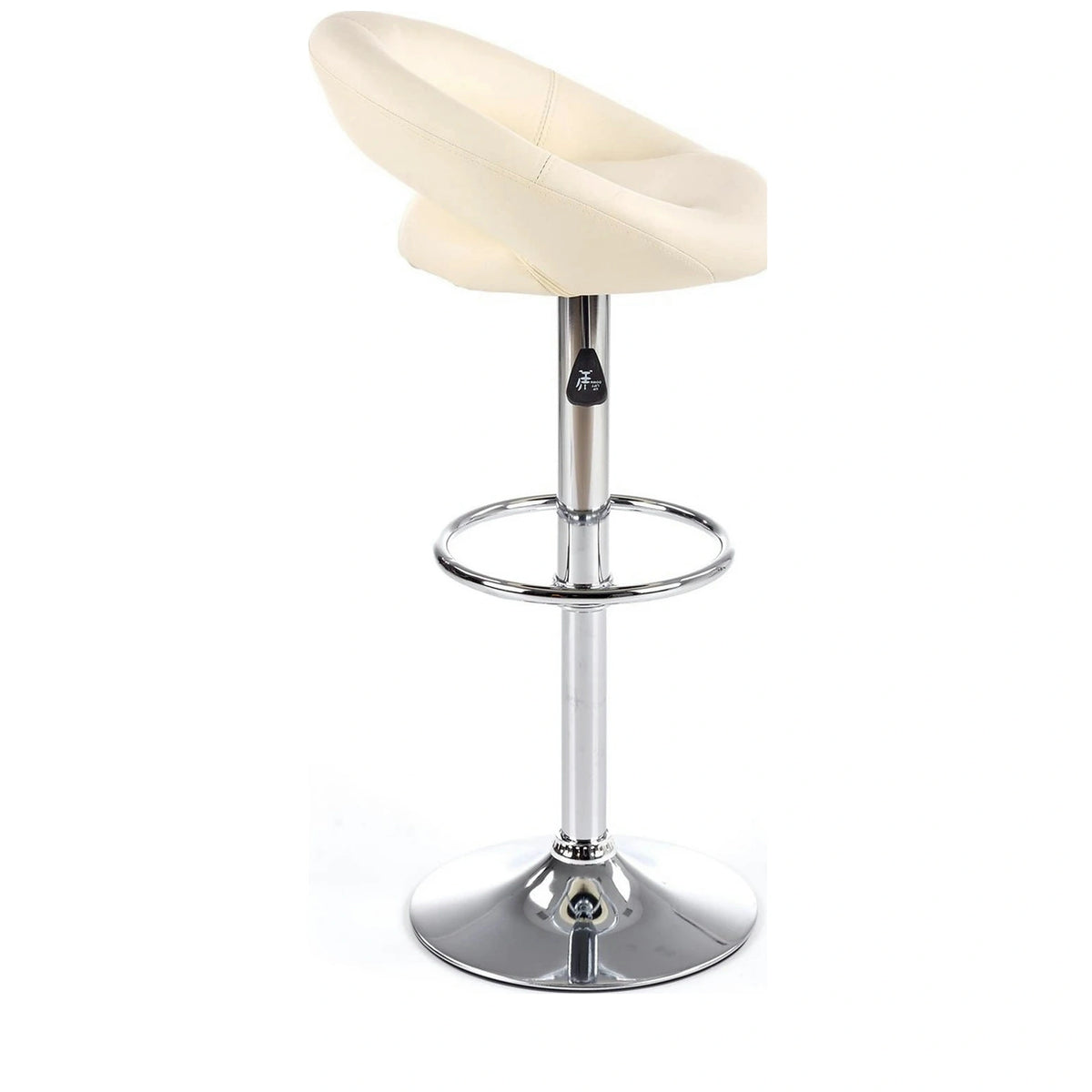 Scaun bar H15, crem/crom, piele ecologica/metal, 54x46x80/102 cm