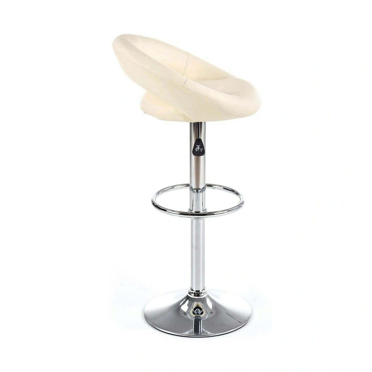 Scaun bar H15, crem/crom, piele ecologica/metal, 54x46x80/102 cm