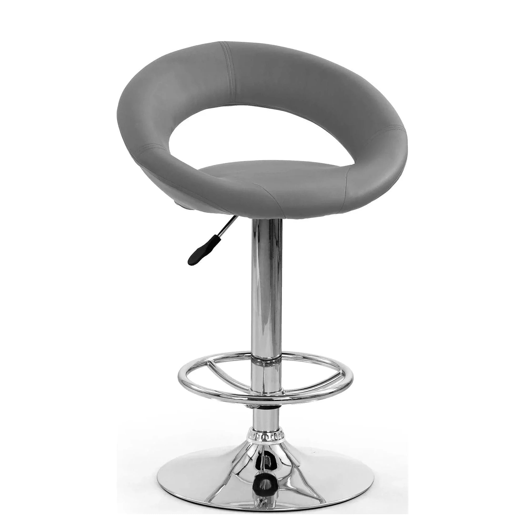 Scaun bar H15, gri/crom, piele ecologica/otel, 54x46x80/102 cm