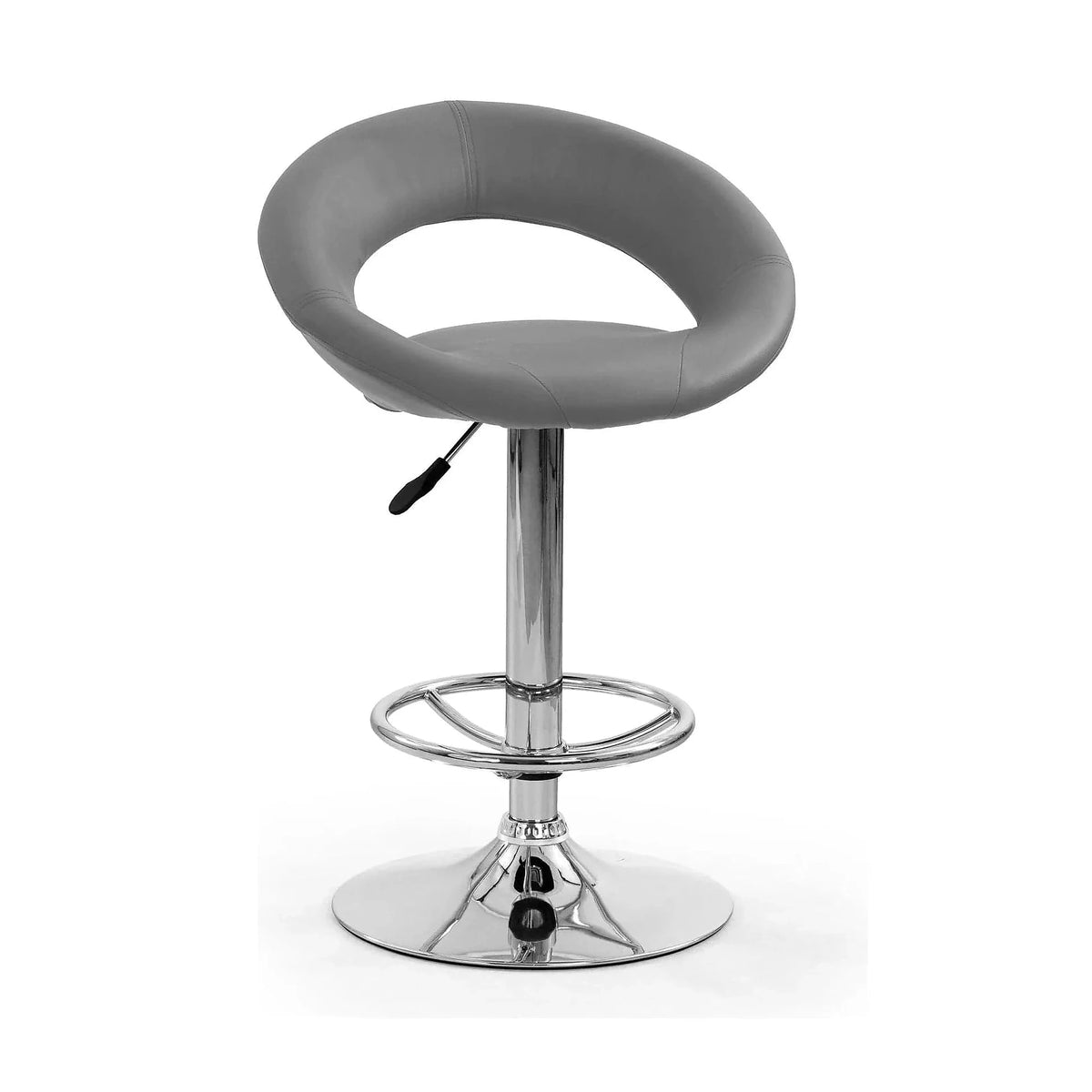 Scaun bar H15, gri/crom, piele ecologica/otel, 54x46x80/102 cm