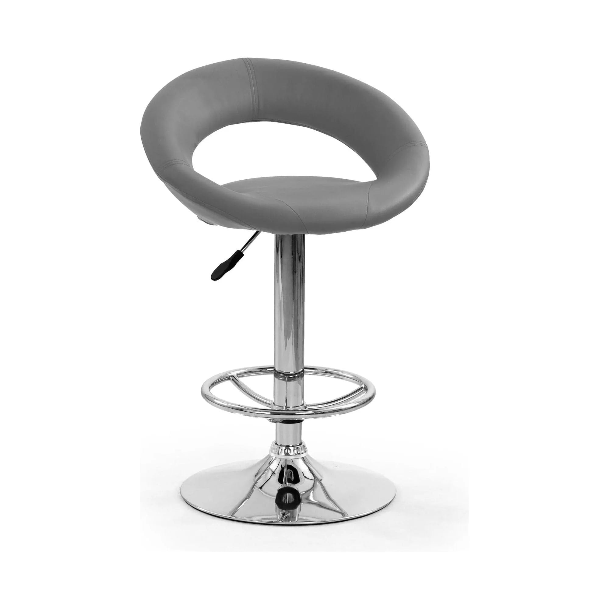 Scaun bar H15, gri/crom, piele ecologica/otel, 54x46x80/102 cm