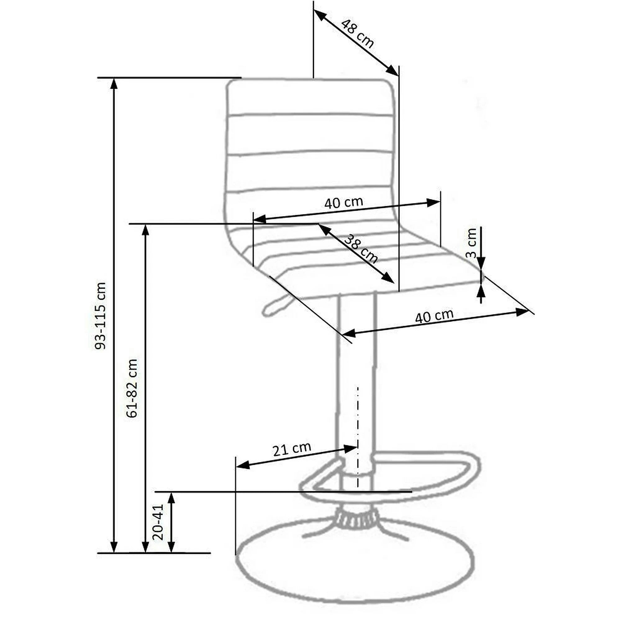 Scaun bar H21, crem/crom, piele ecologica/otel, 40x42x93/115 cm