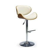 Scaun bar H44, crem/nuc/crom, piele ecologica/placaj indoit/otel, 53x48x93/115 cm