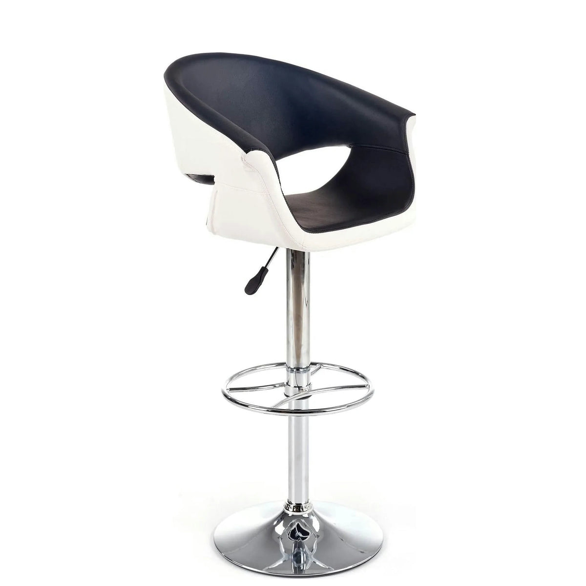Scaun bar H46, negru/alb/crom, piele ecologica/otel, 60x46x93/115 cm