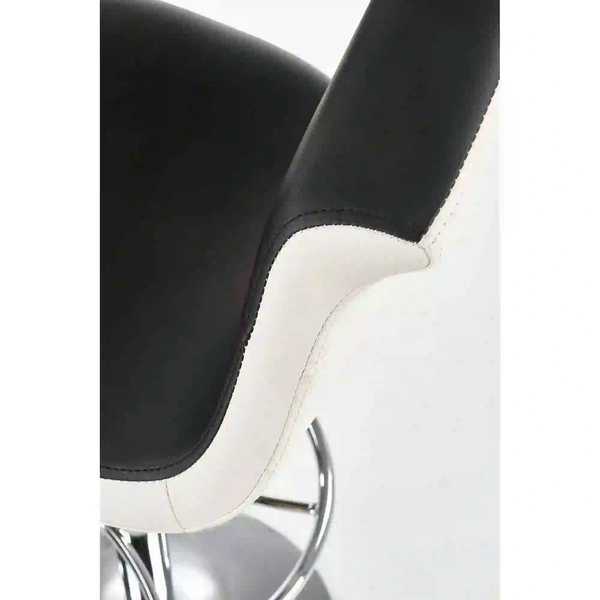 Scaun bar H46, negru/alb/crom, piele ecologica/otel, 60x46x93/115 cm